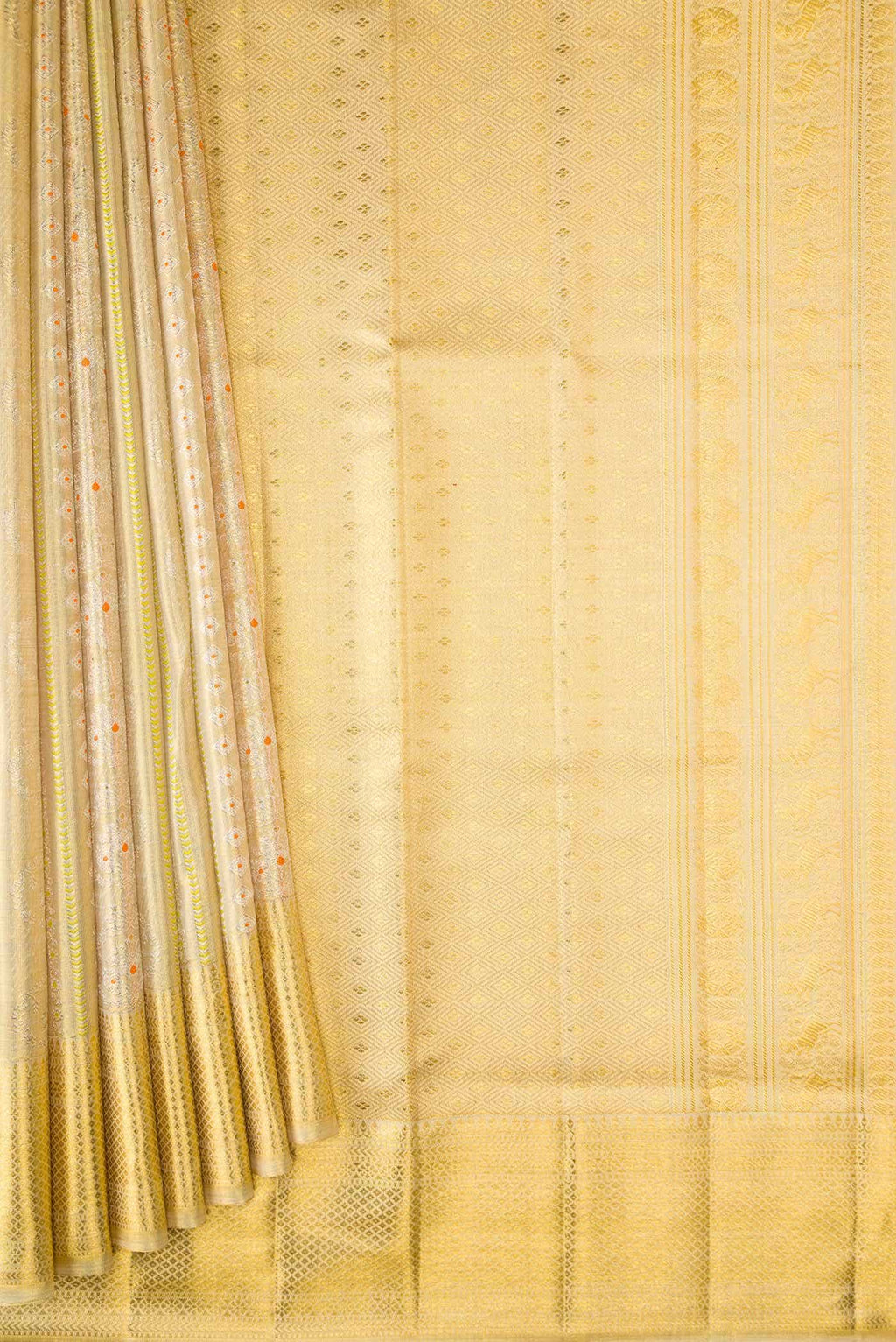 Gold Dual Tone Kanchipuram Tissue Silk Saree