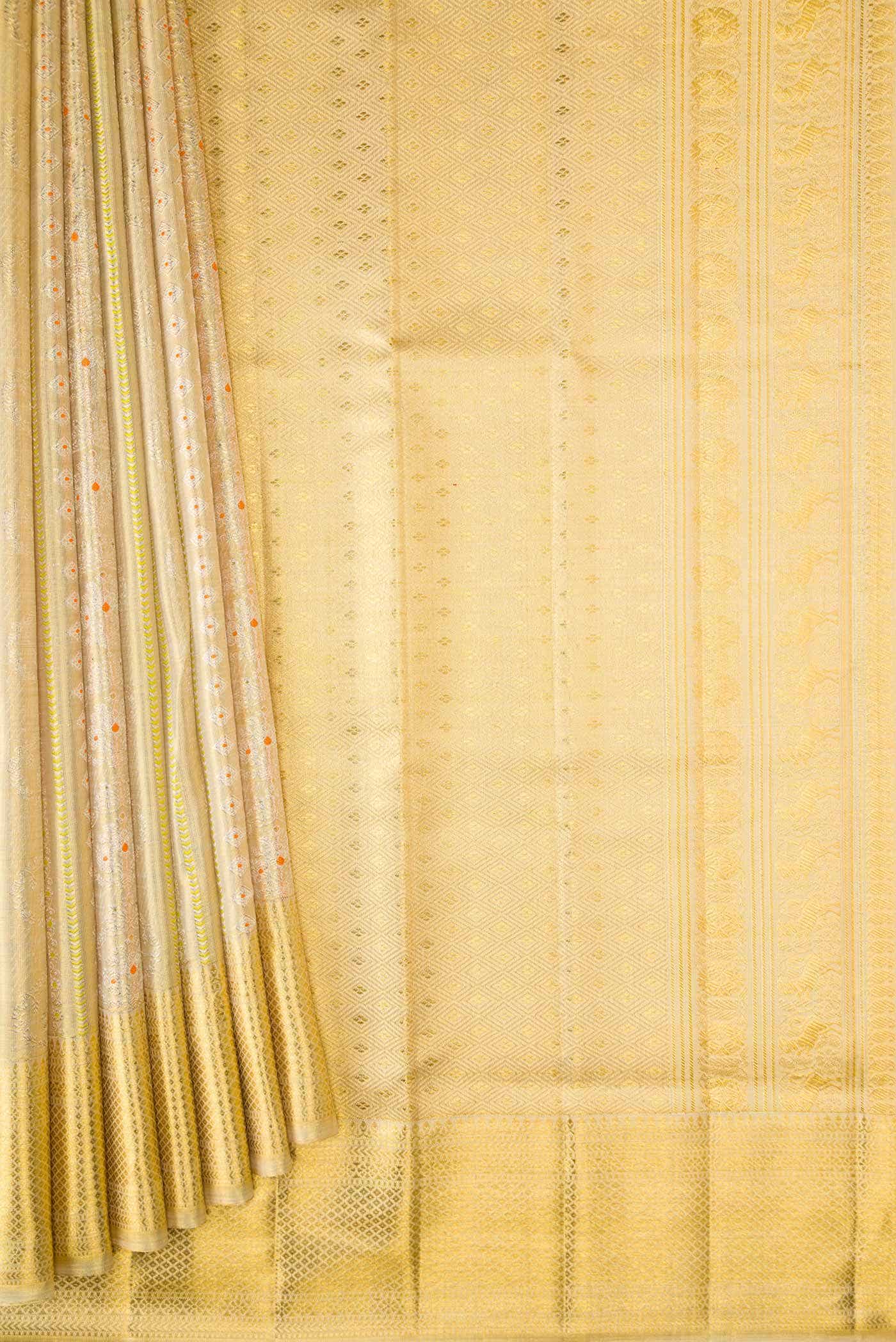 Gold Dual Tone Kanchipuram Tissue Silk Saree