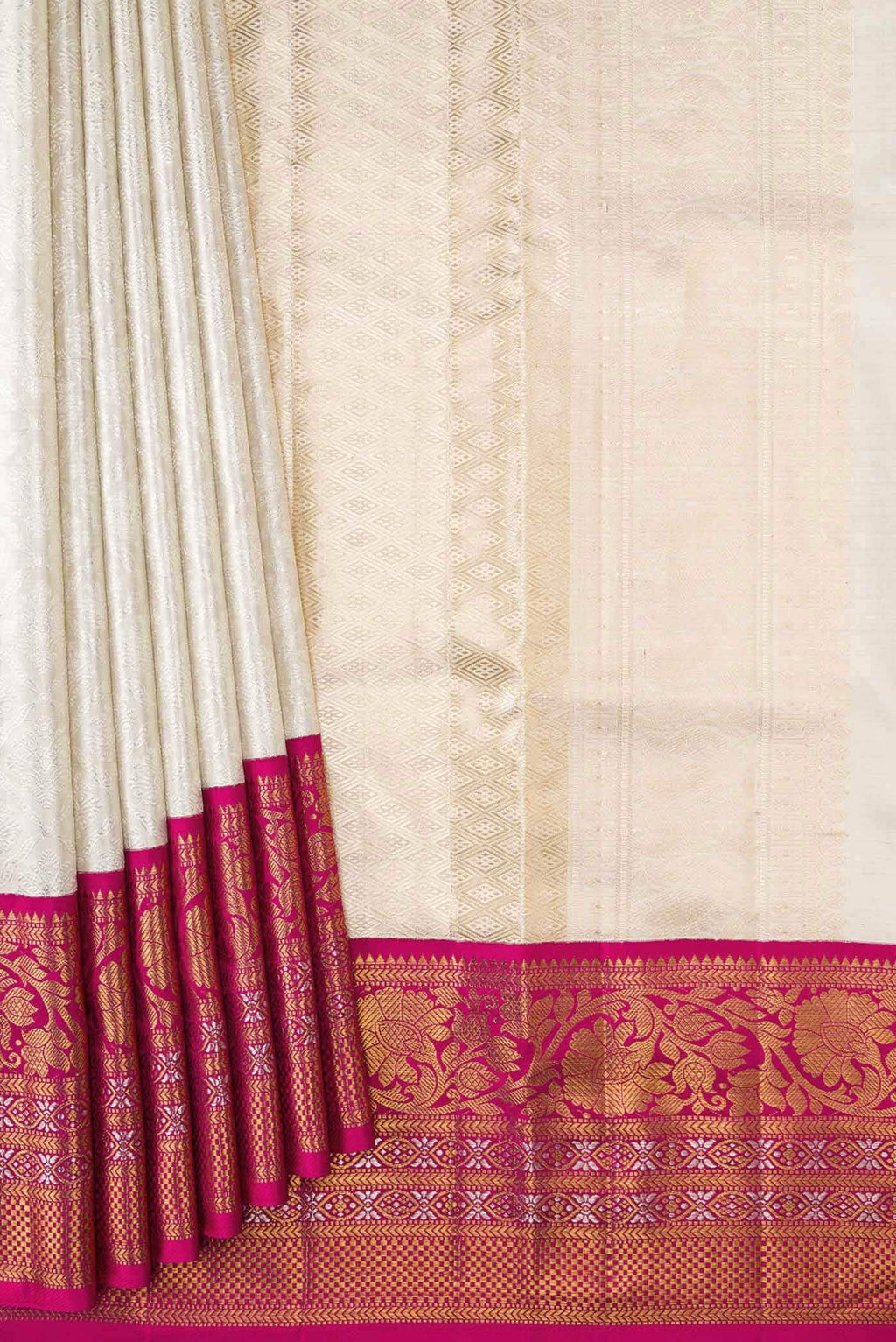 Silver Dual Tone Kanchipuram Tissue Silk Saree