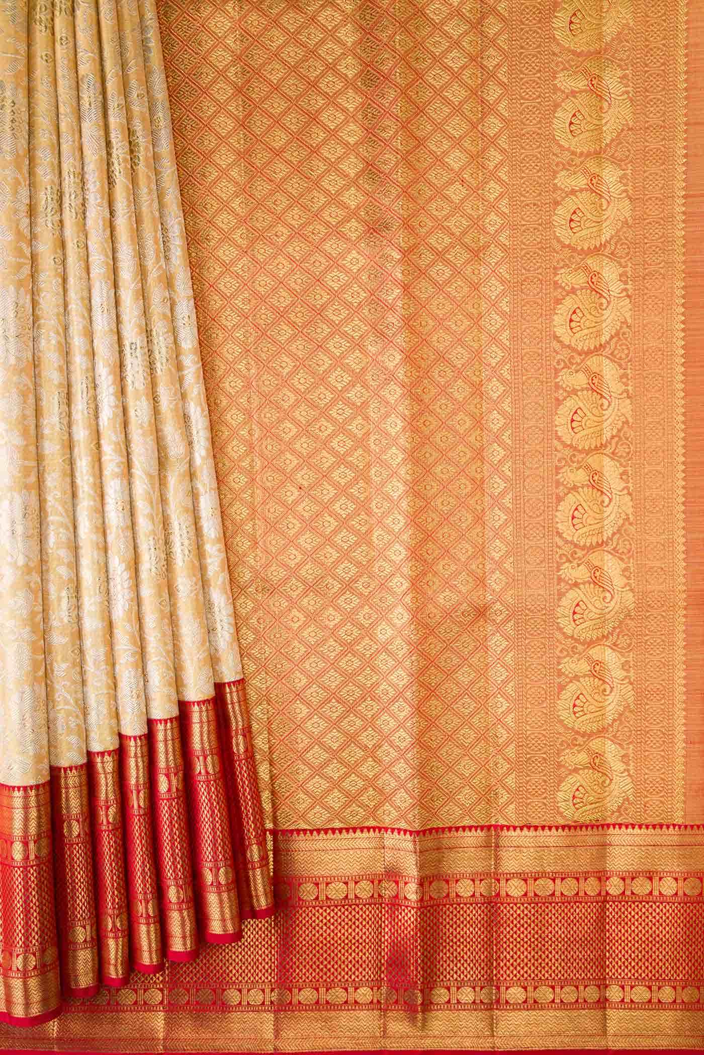 Sandal Dual Tone Kanchipuram Tissue Silk Saree