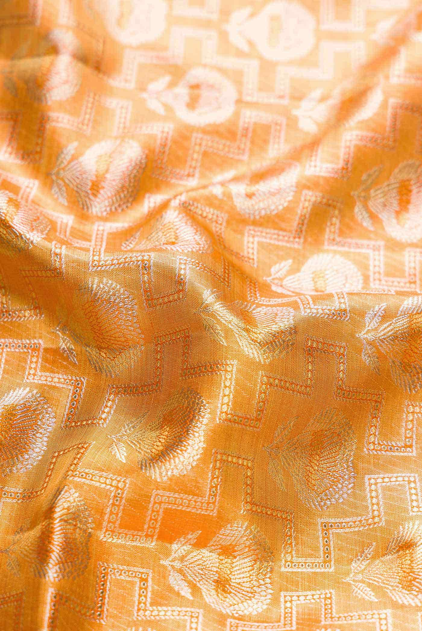 Golden Peach Dual Tone Kanchipuram Tissue Silk Saree