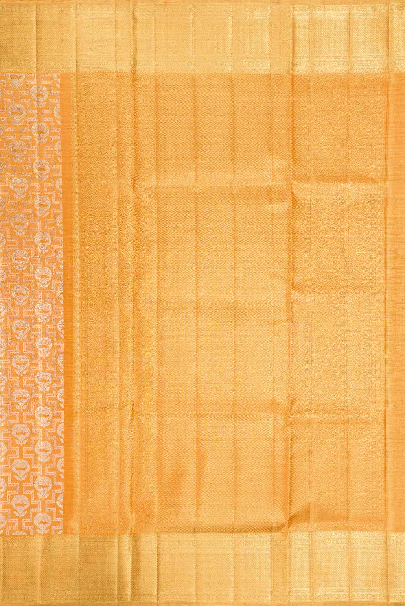 Golden Peach Dual Tone Kanchipuram Tissue Silk Saree