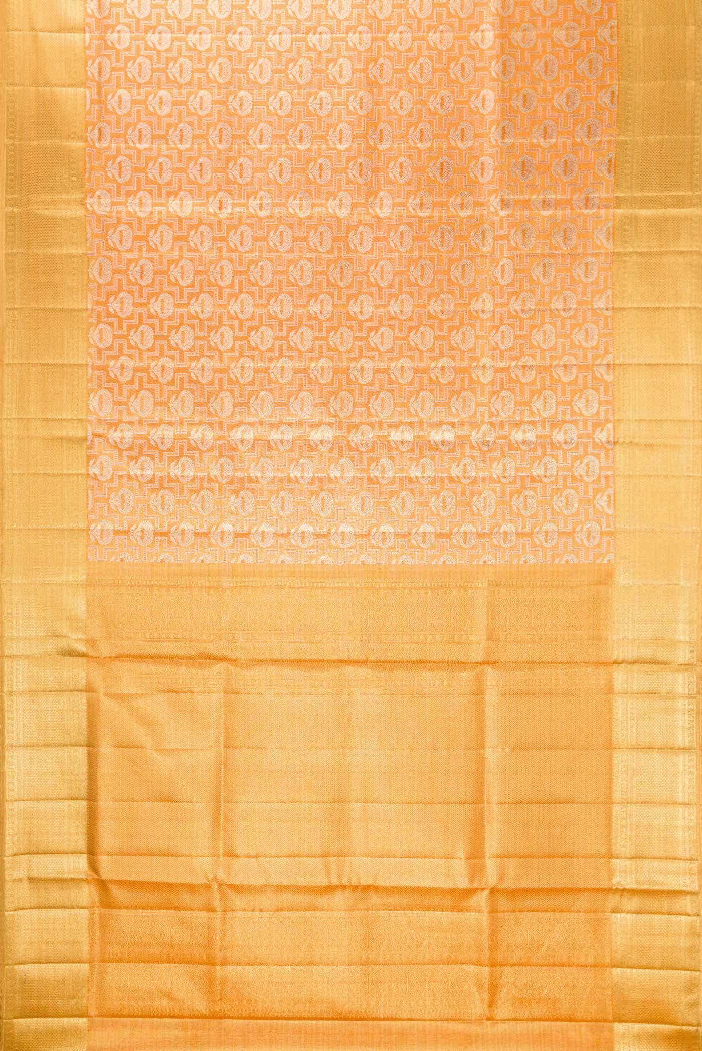 Golden Peach Dual Tone Kanchipuram Tissue Silk Saree