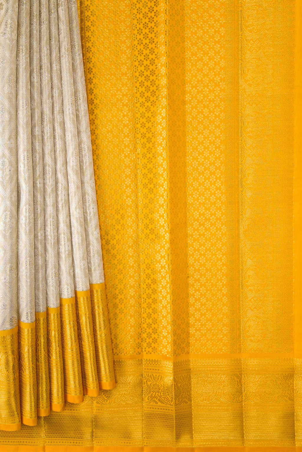 Beige Dual Tone Kanchipuram Tissue Silk Saree