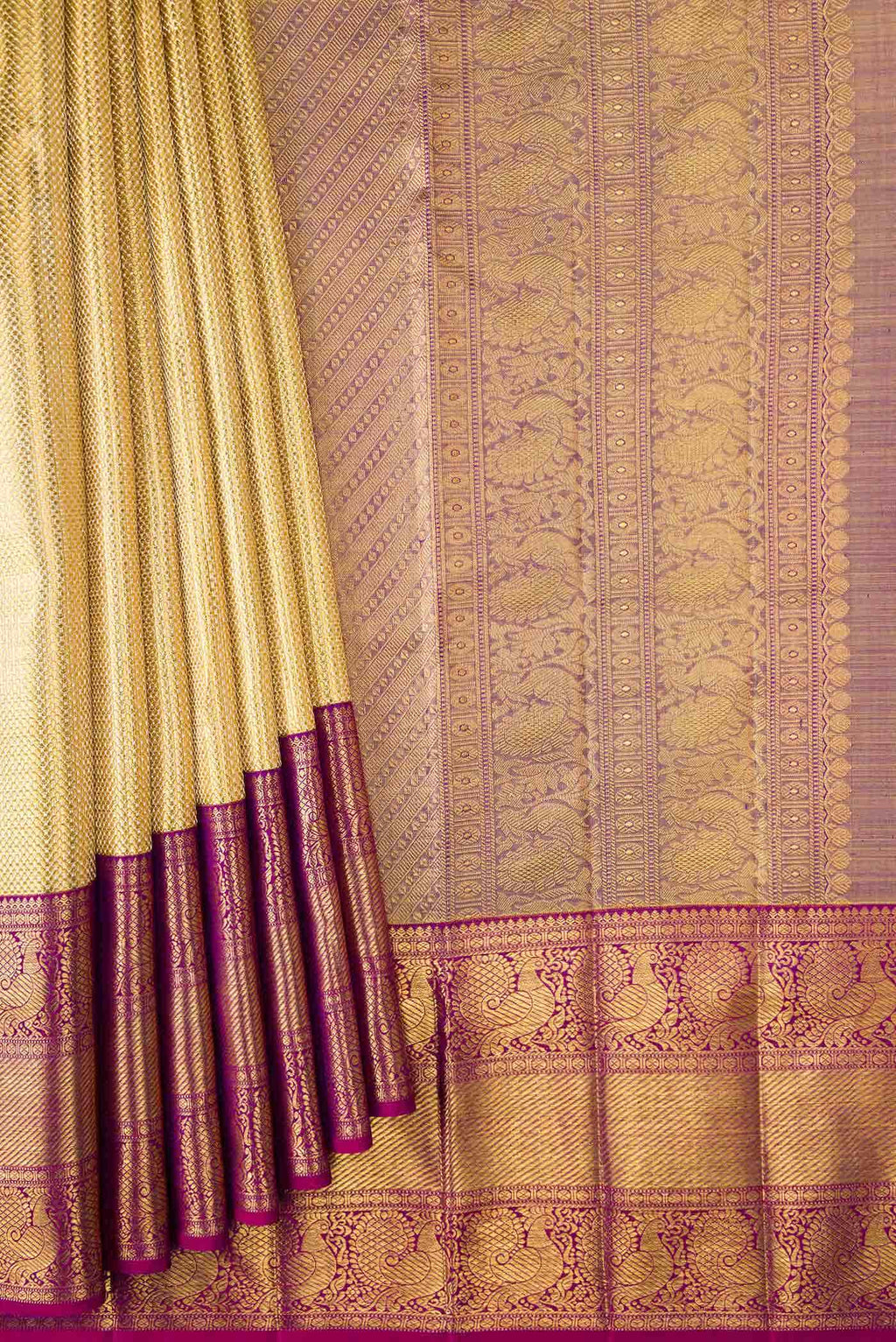 Gold Dual Tone Kanchipuram Tissue Silk Saree