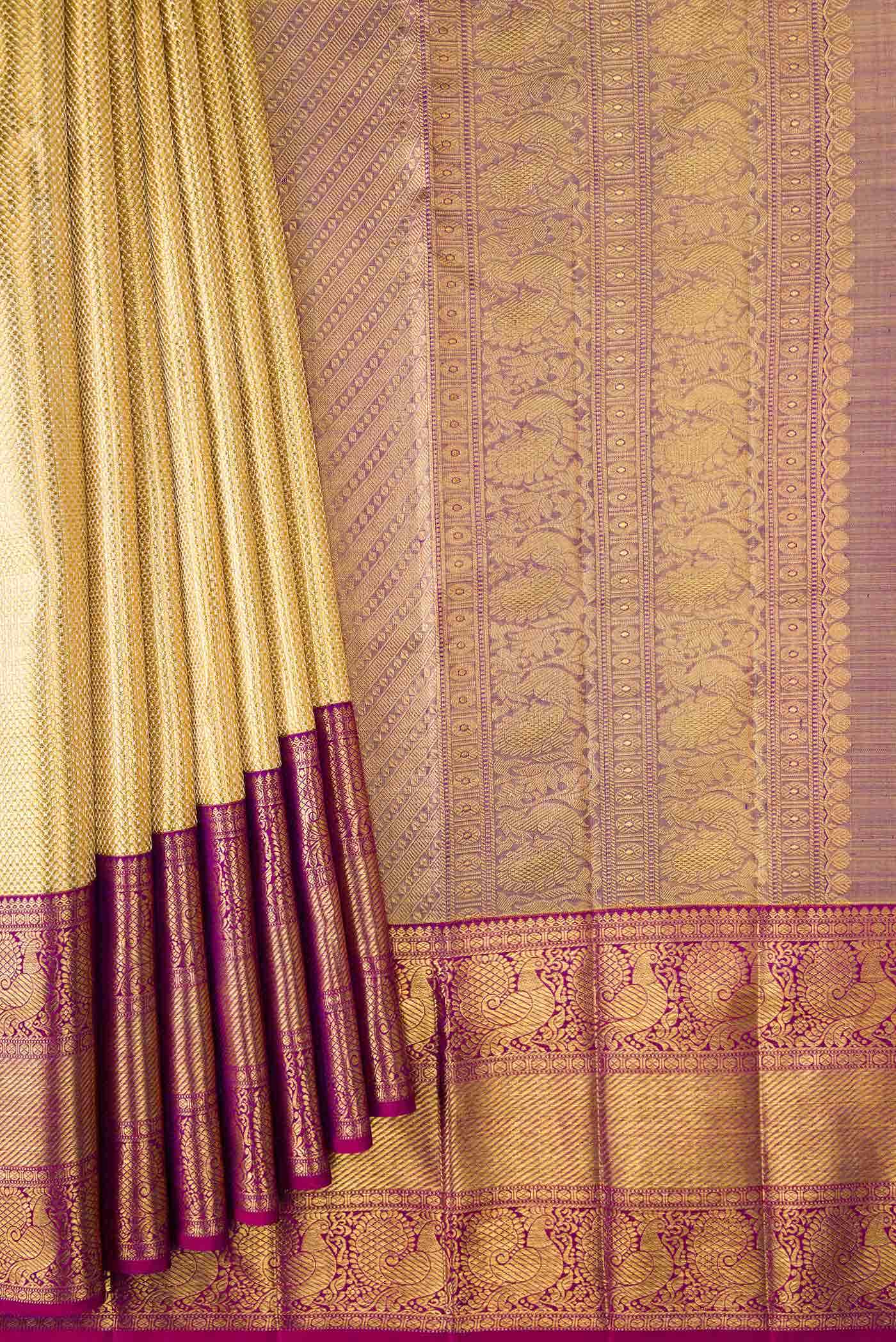 Gold Dual Tone Kanchipuram Tissue Silk Saree