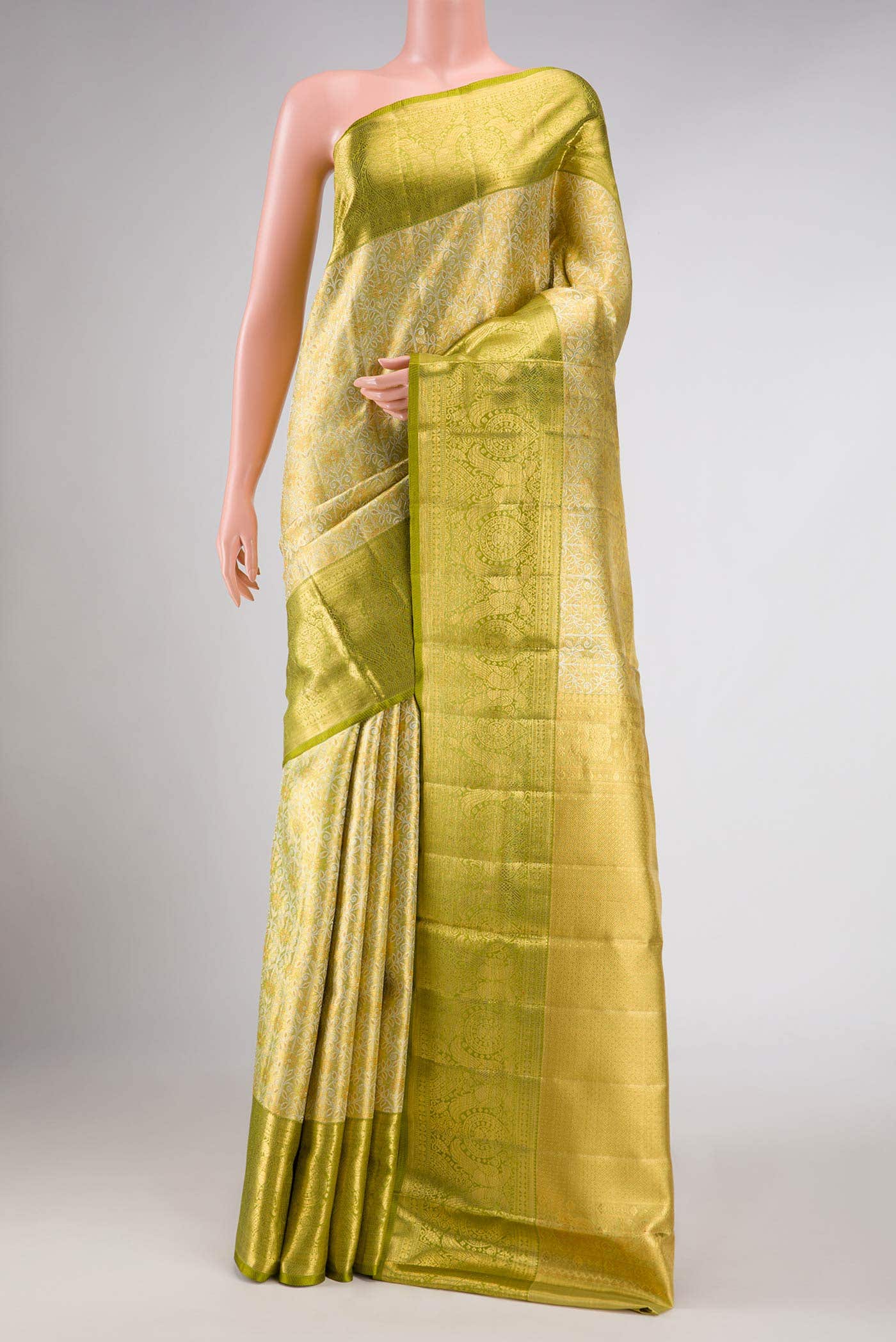 Green Dual Tone Kanchipuram Tissue Silk Saree