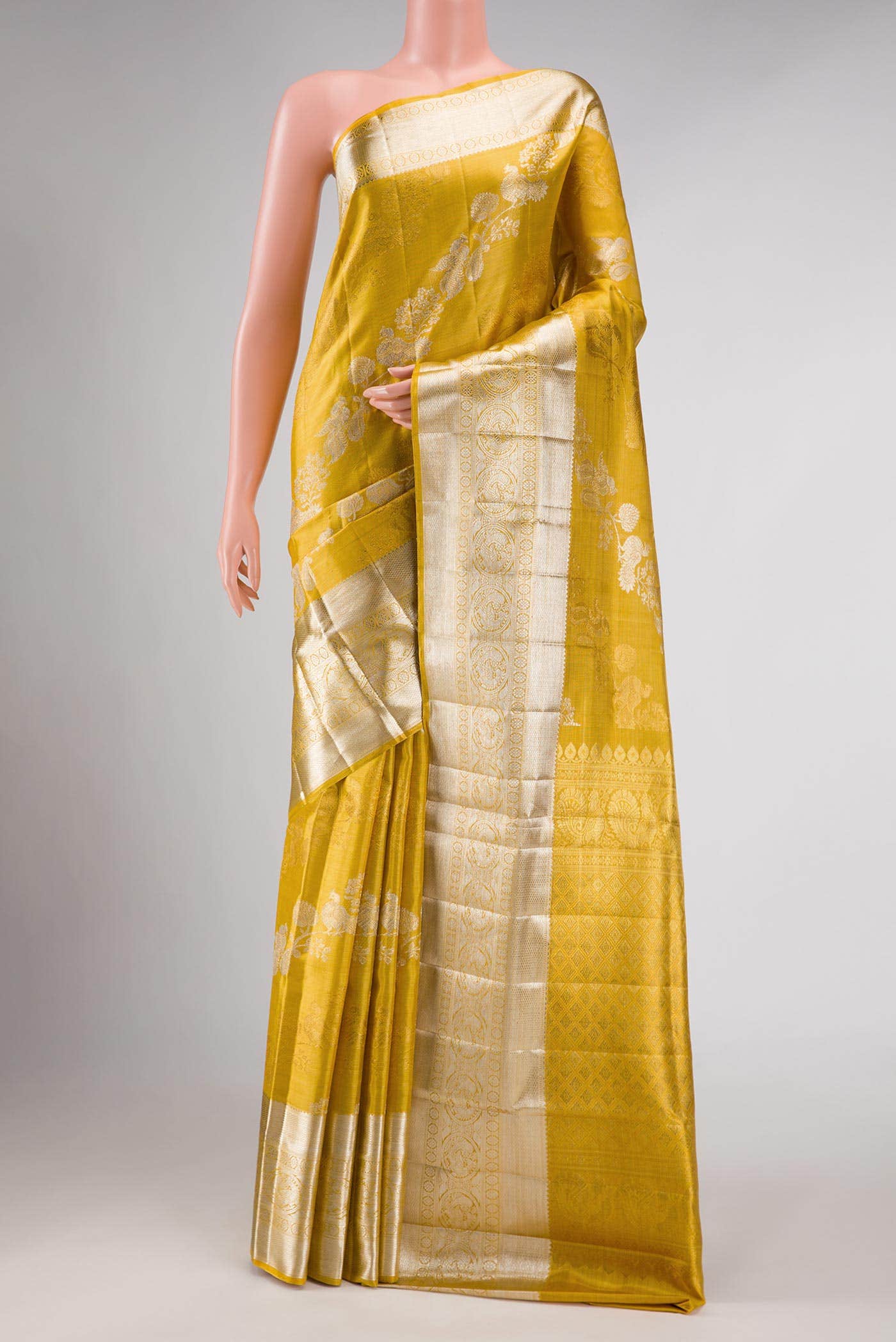 Gold Dual Tone Kanchipuram Tissue Silk Saree