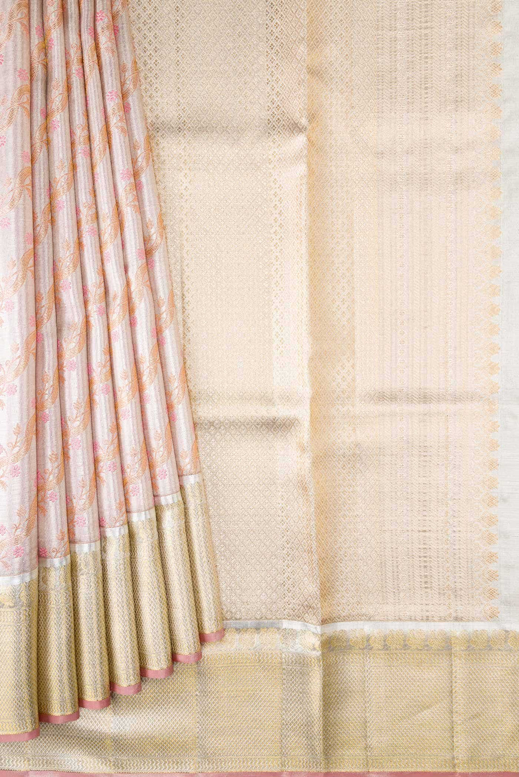 Rose Gold Kanchipuram Tissue Silk Saree