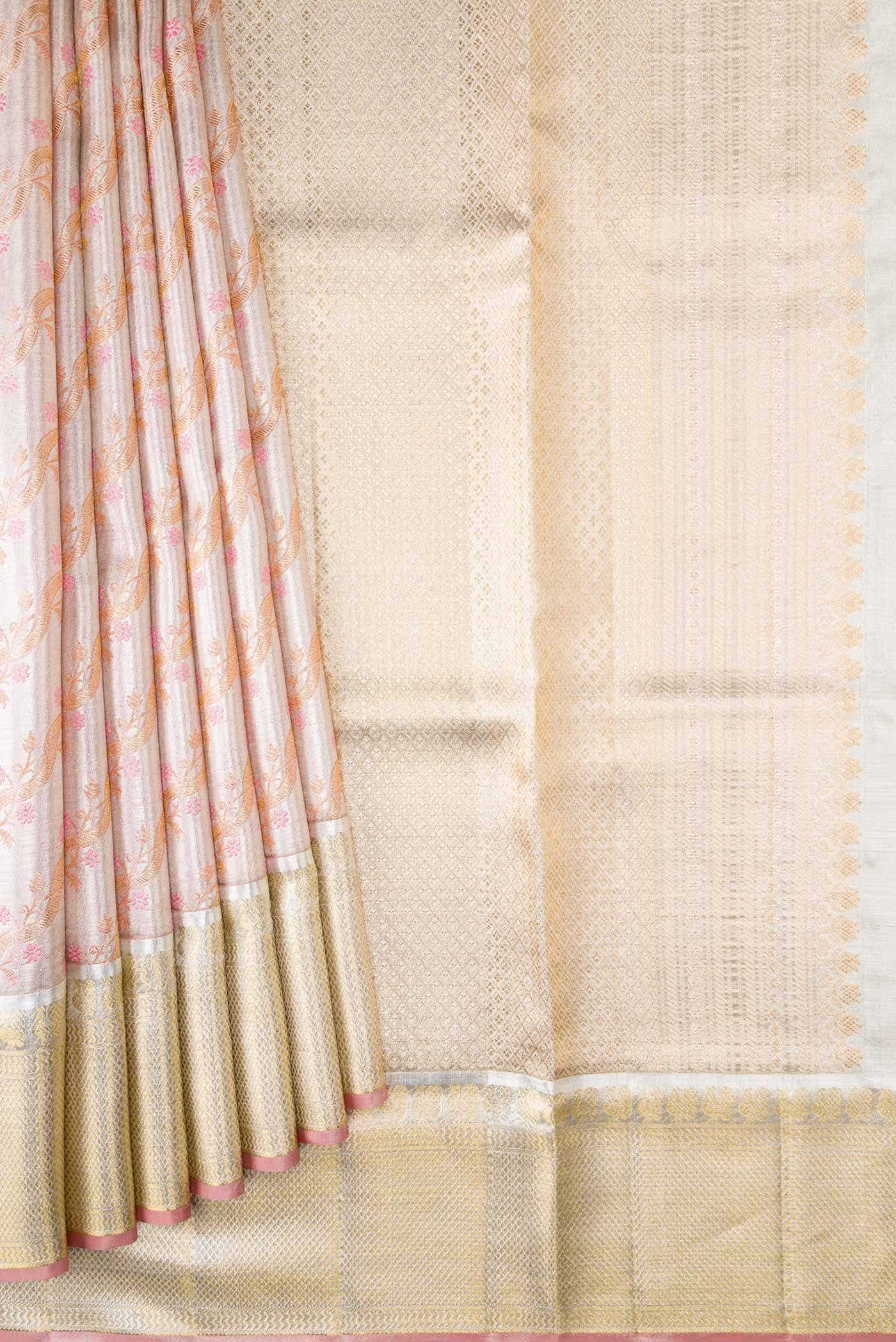 Rose Gold Kanchipuram Tissue Silk Saree