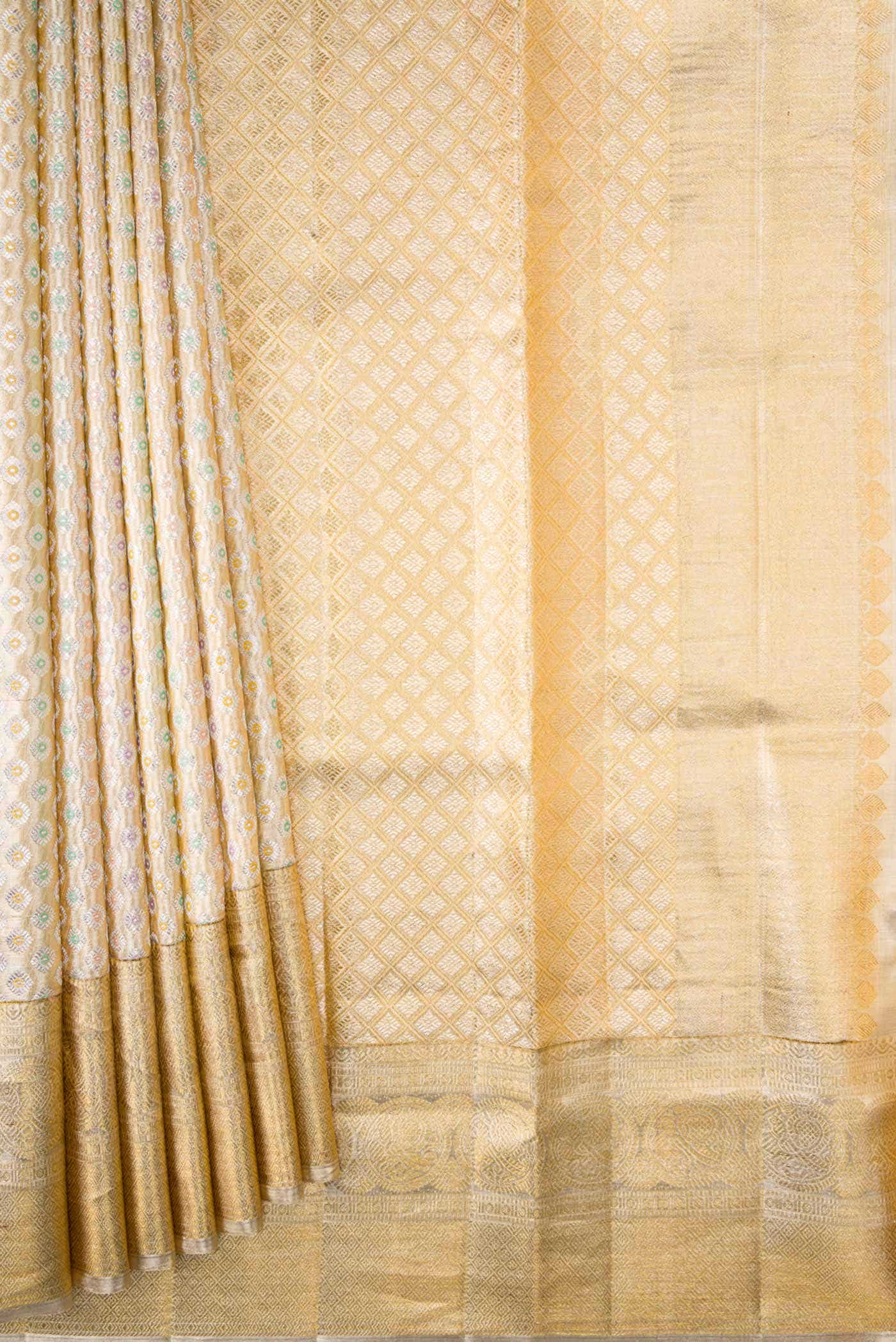 Gold Dual Tone Kanjivaram Tissue Silk Saree