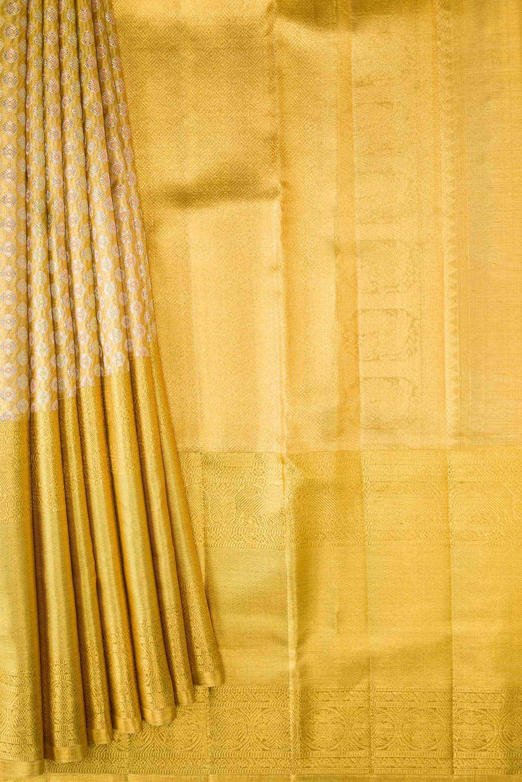 Gold Dual Tone Kanchipuram Tissue Silk Saree