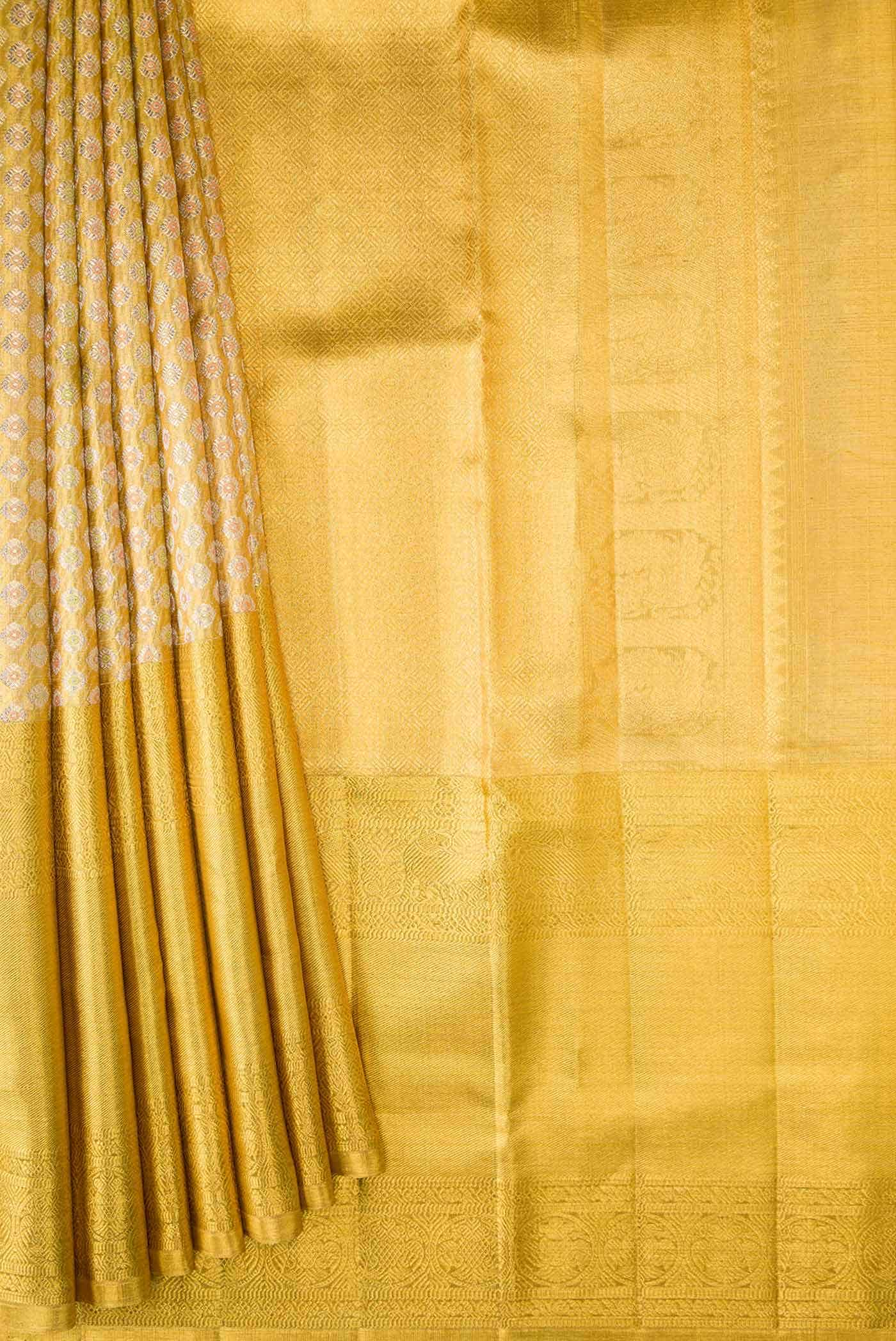Gold Dual Tone Kanchipuram Tissue Silk Saree