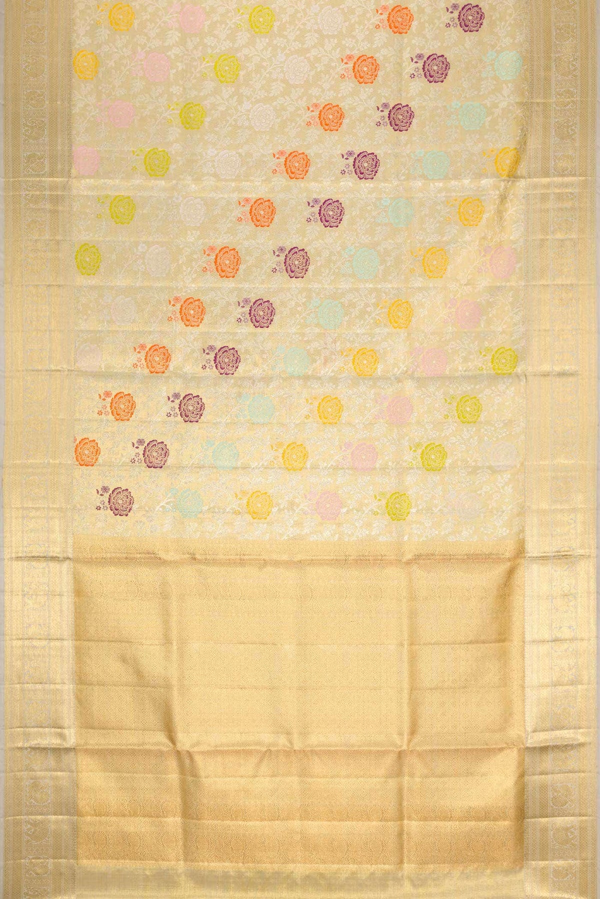 Gold Dual Tone Kanjivaram Tissue Silk Saree