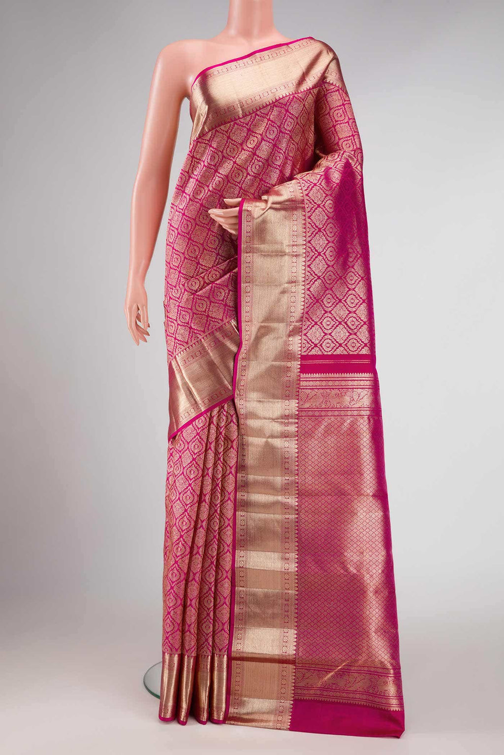 Pink Dual Tone Kanchipuram Silk Saree