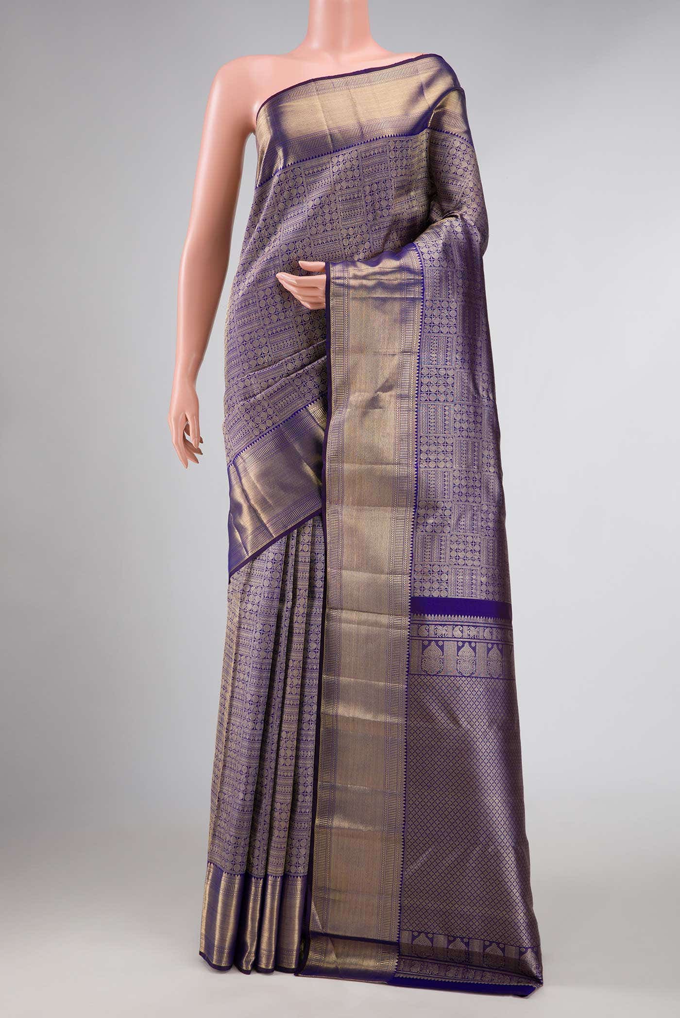 Royal Blue Dual Tone Kanchipuram Silk Saree