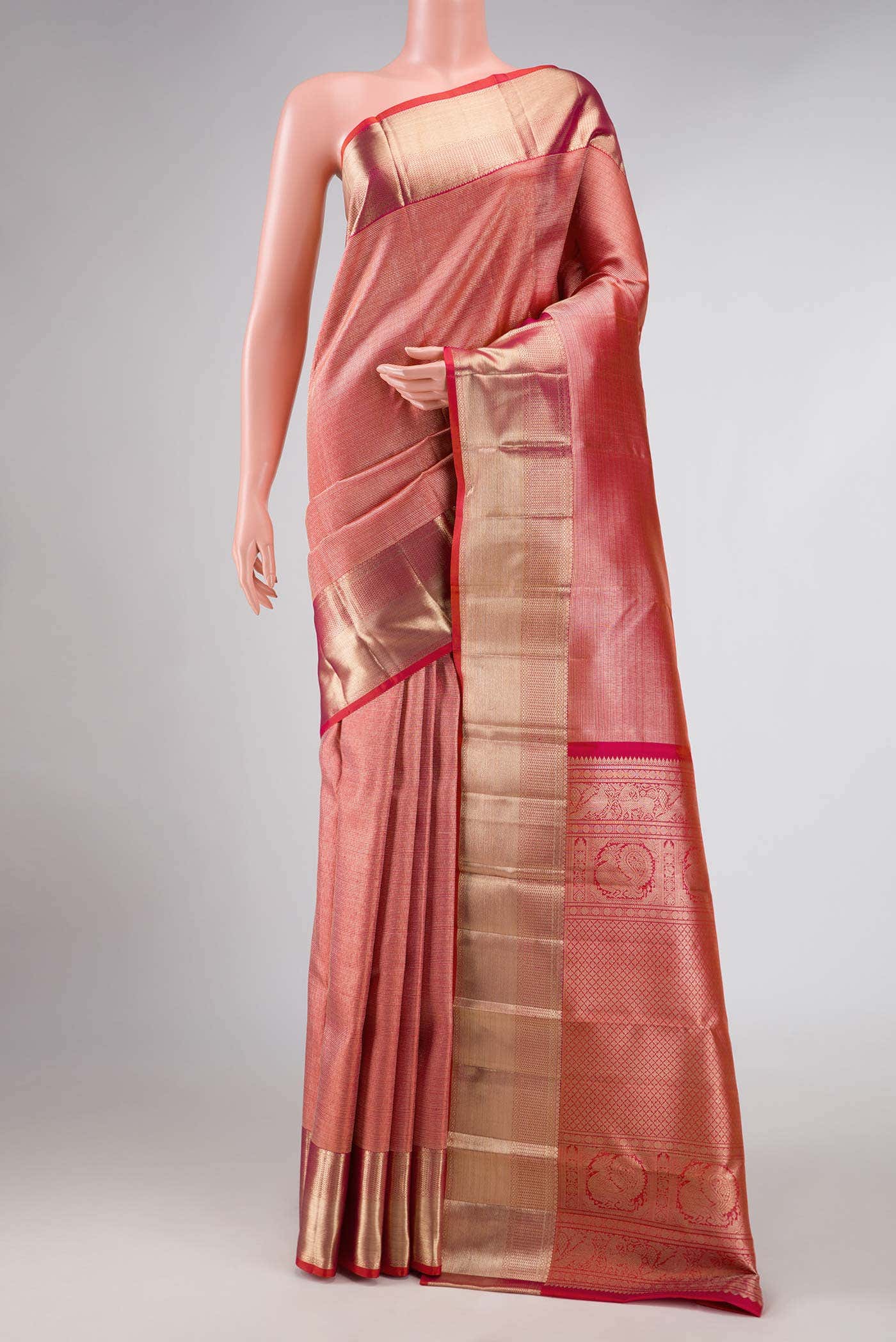 Pink Dual Tone Kanchipuram Silk Saree