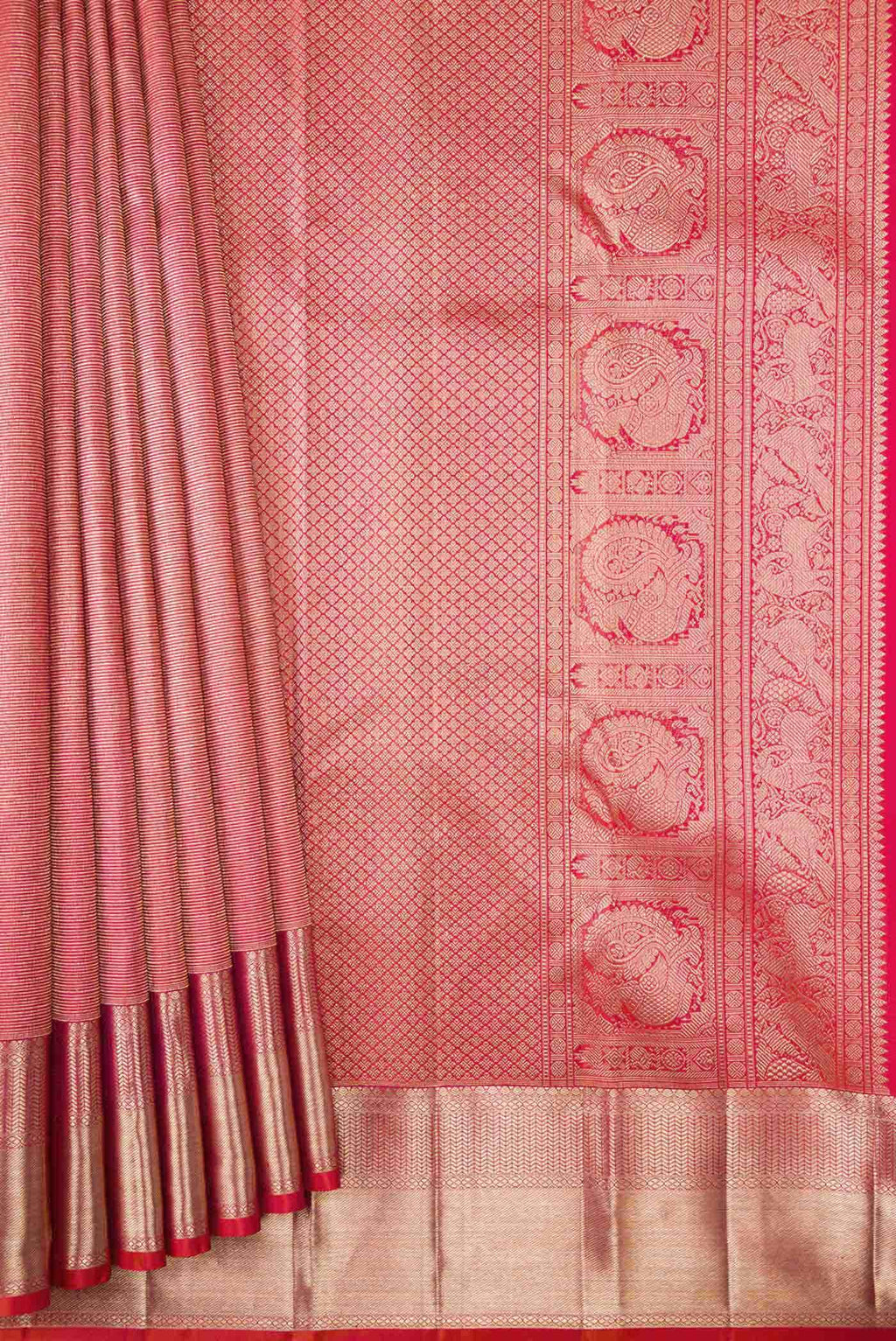 Pink Dual Tone Kanchipuram Silk Saree