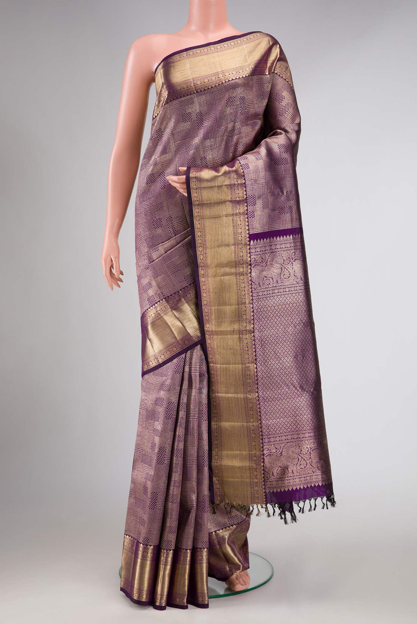 Purple Dual Tone Kanchipuram Silk Saree