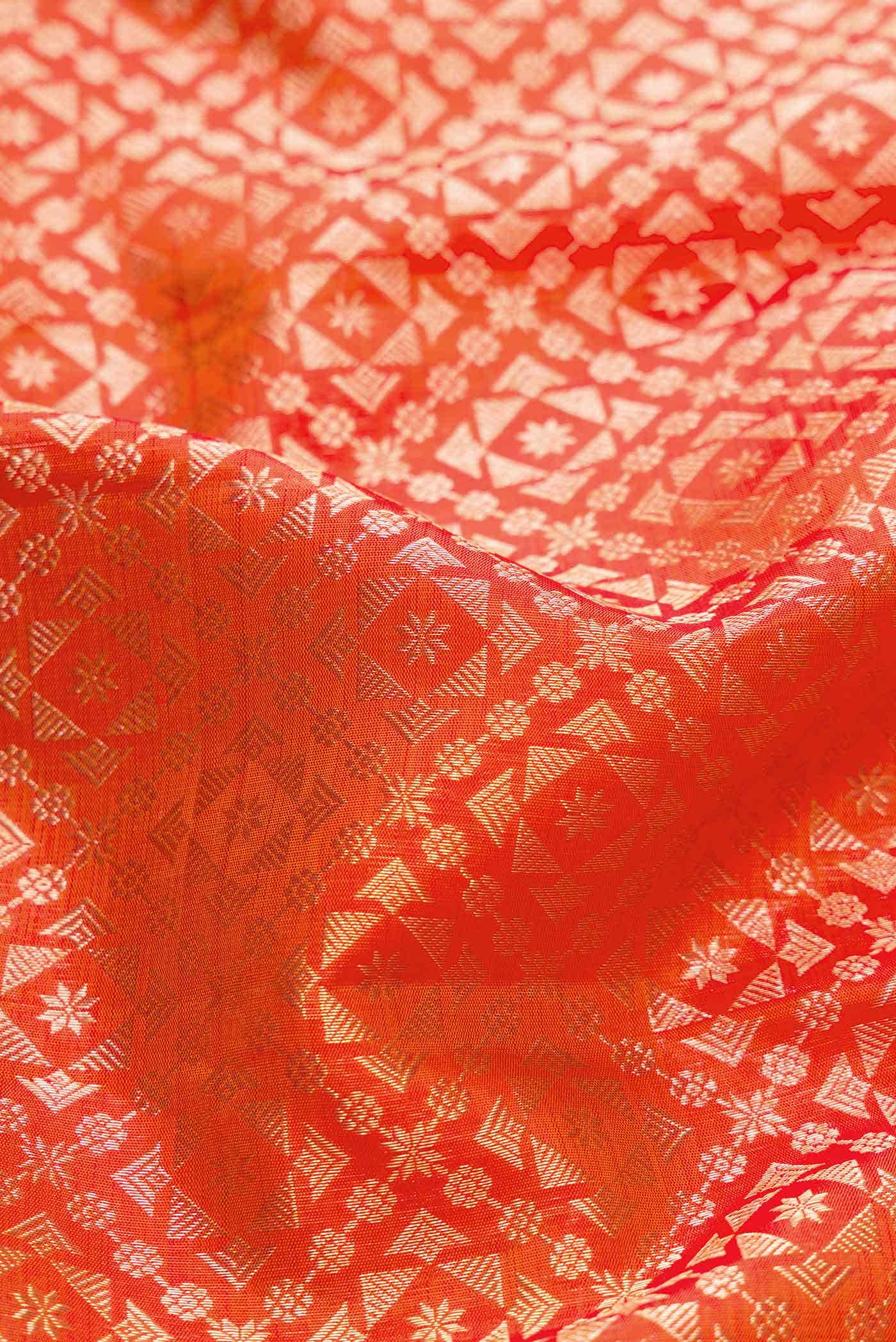 Orange Dual Tone Kanchipuram Silk Saree
