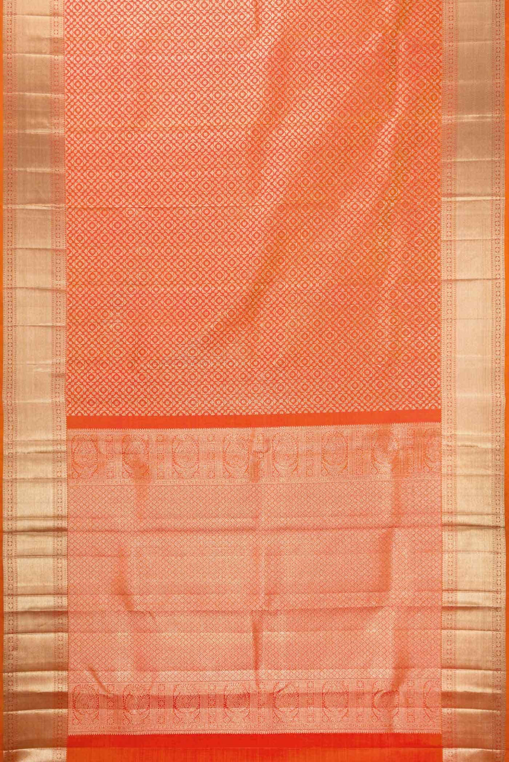 Orange Dual Tone Kanchipuram Silk Saree