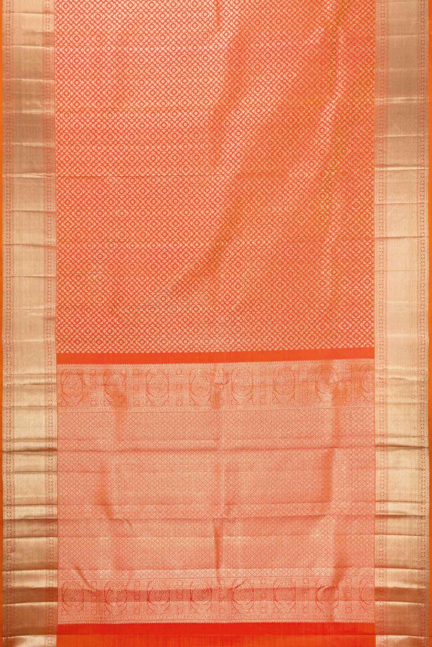 Orange Dual Tone Kanchipuram Silk Saree