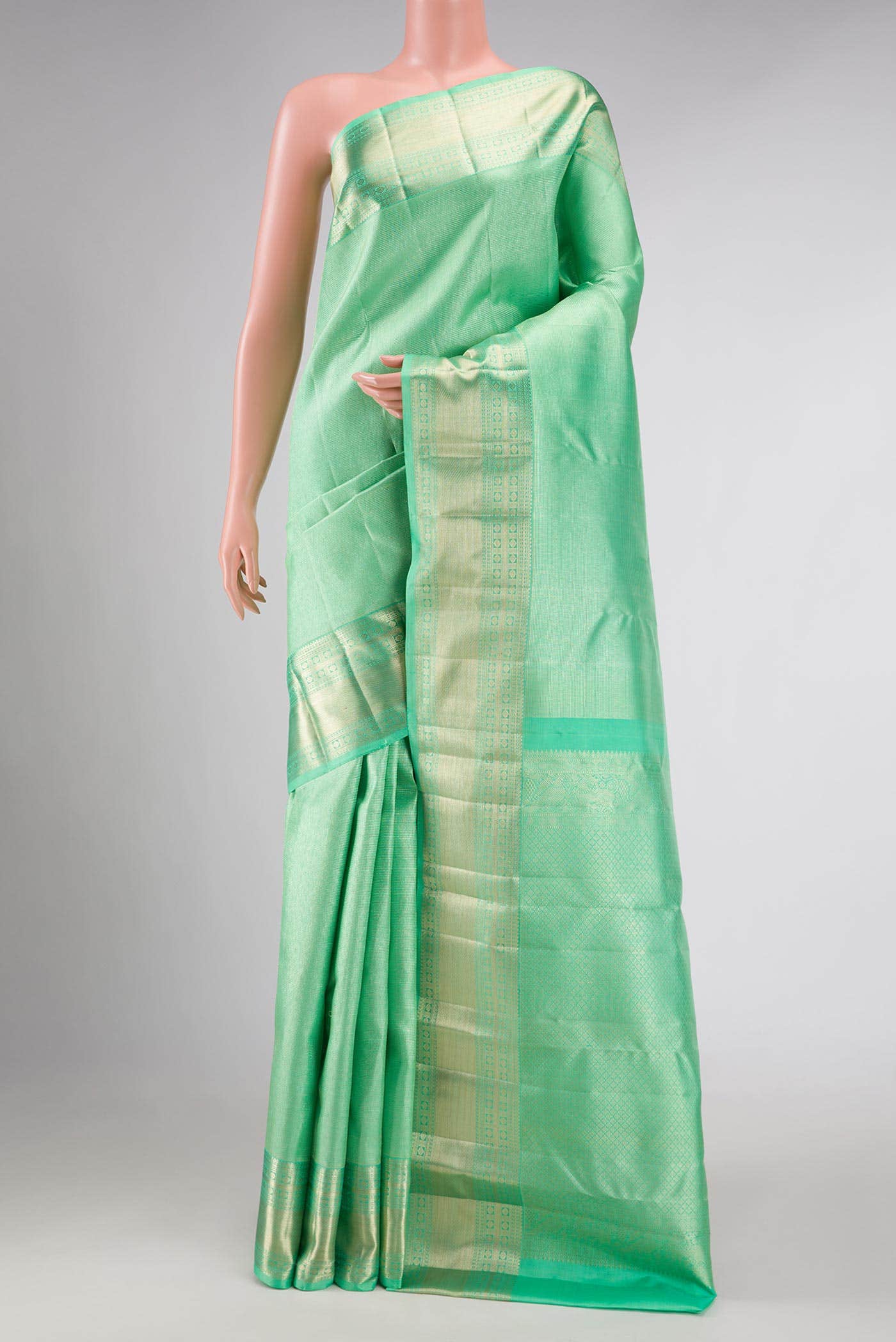 Sea Green Dual Tone Kanchipuram Silk Saree