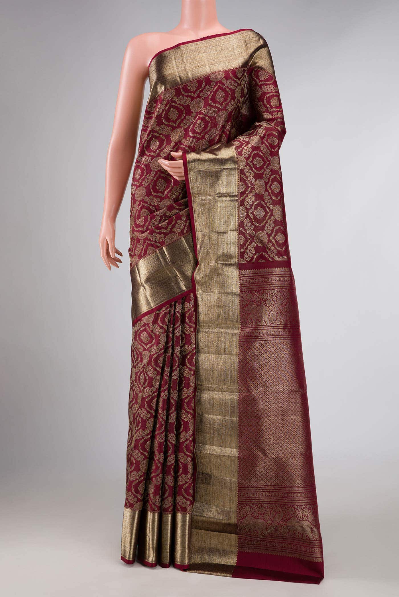 Maroon Dual Tone Kanchipuram Silk Saree