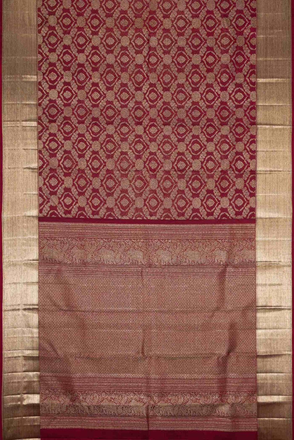 Maroon Dual Tone Kanchipuram Silk Saree