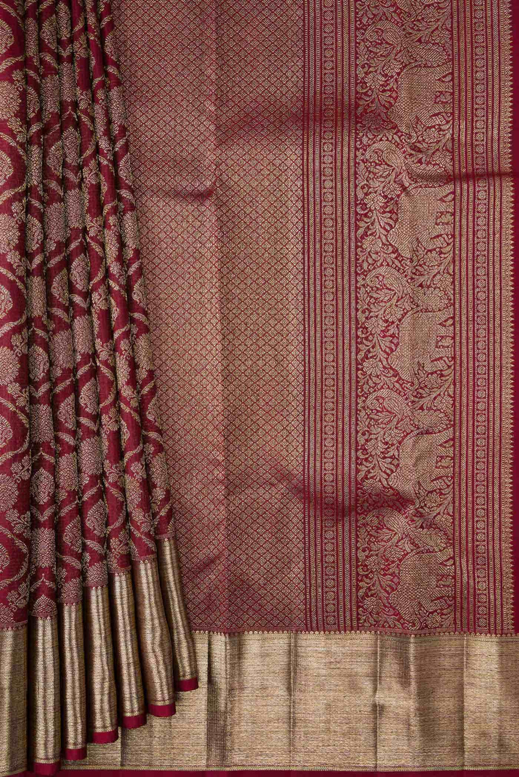 Maroon Dual Tone Kanchipuram Silk Saree