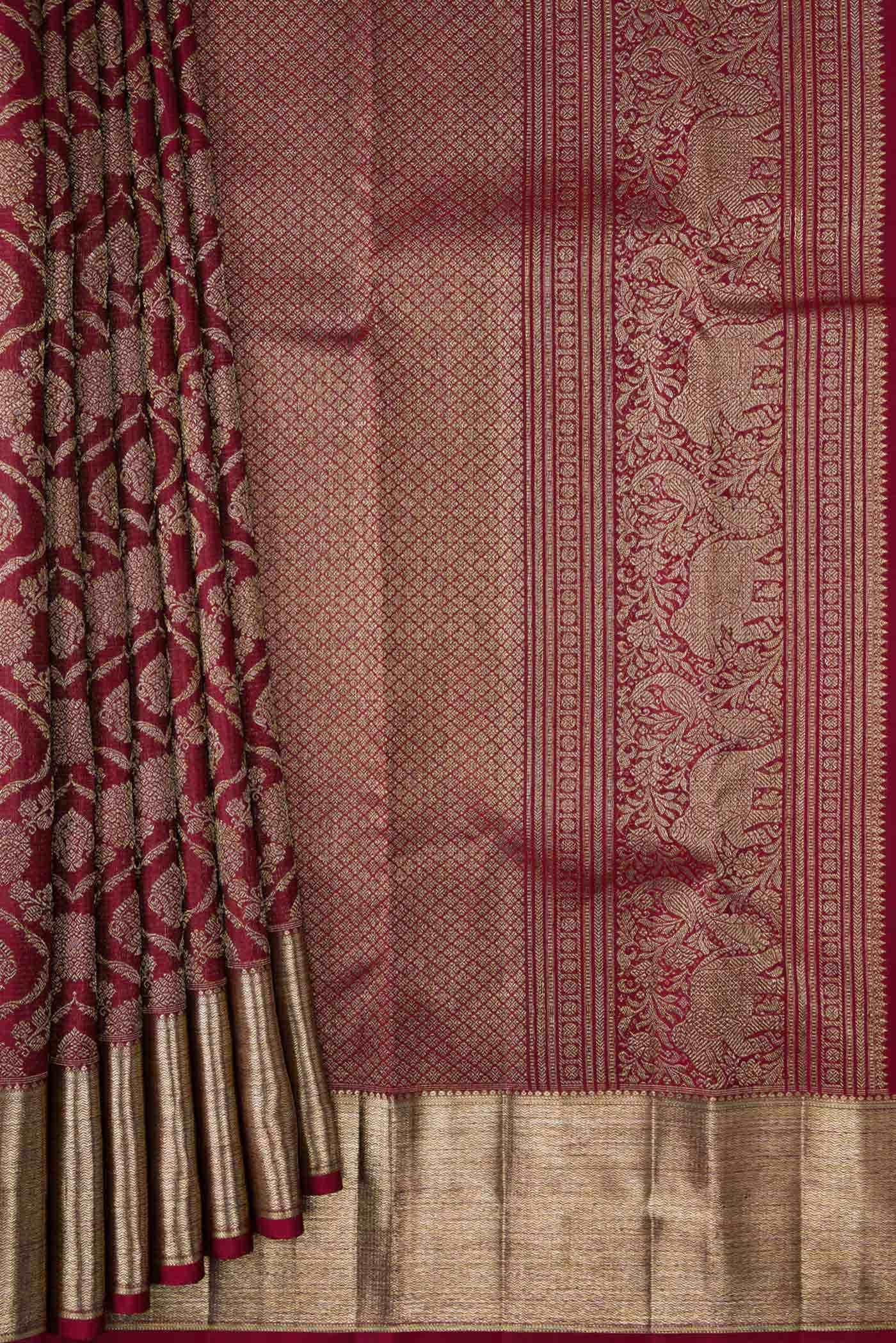 Maroon Dual Tone Kanchipuram Silk Saree