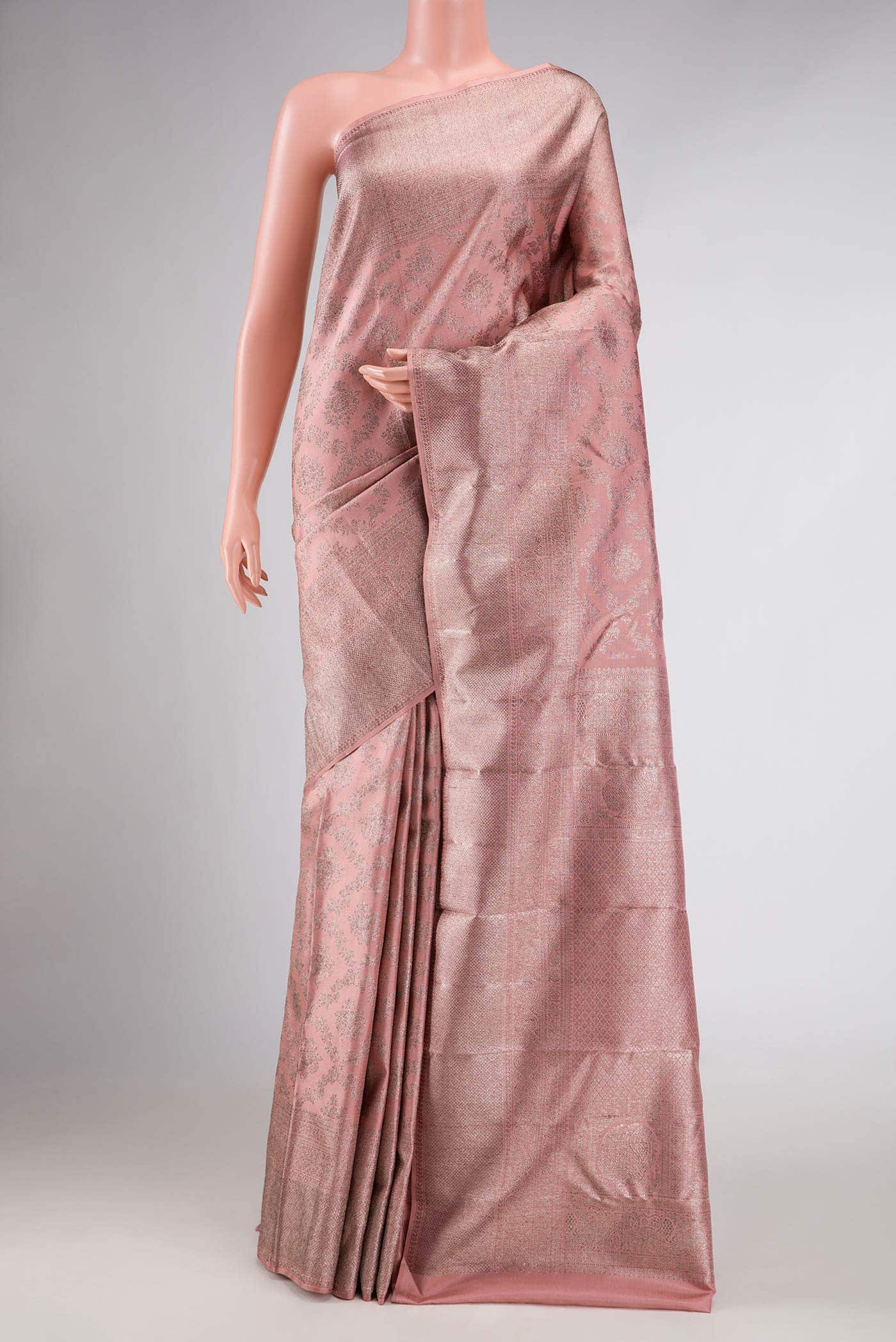 Pink Dual Tone Kanchipuram Silk Saree