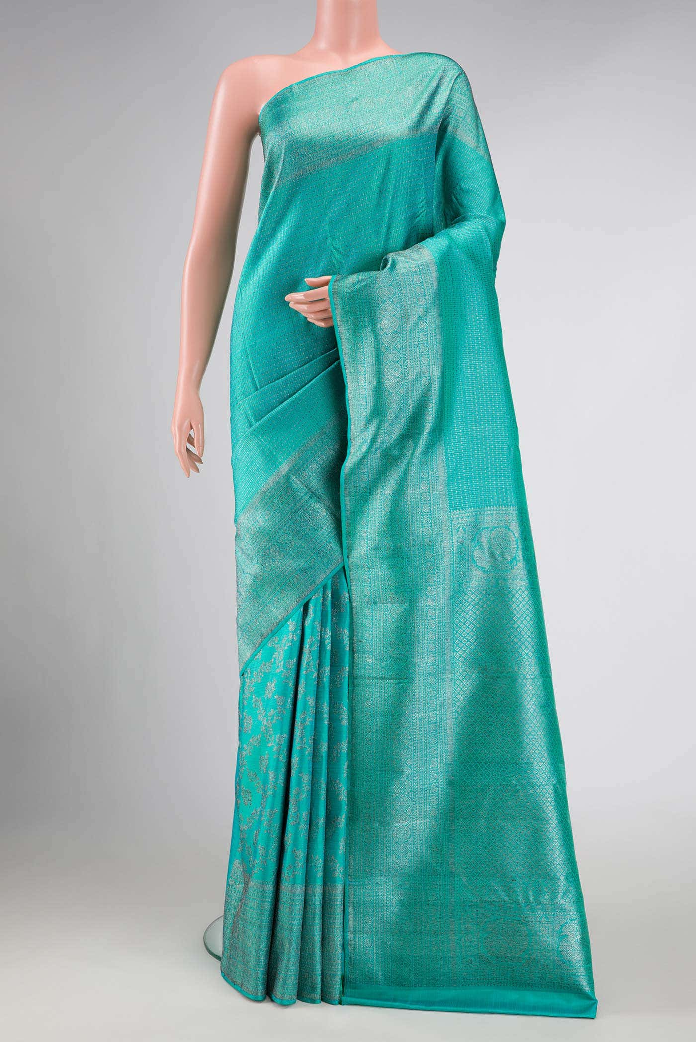 Sky Blue Dual Tone Kanchipuram Silk Saree
