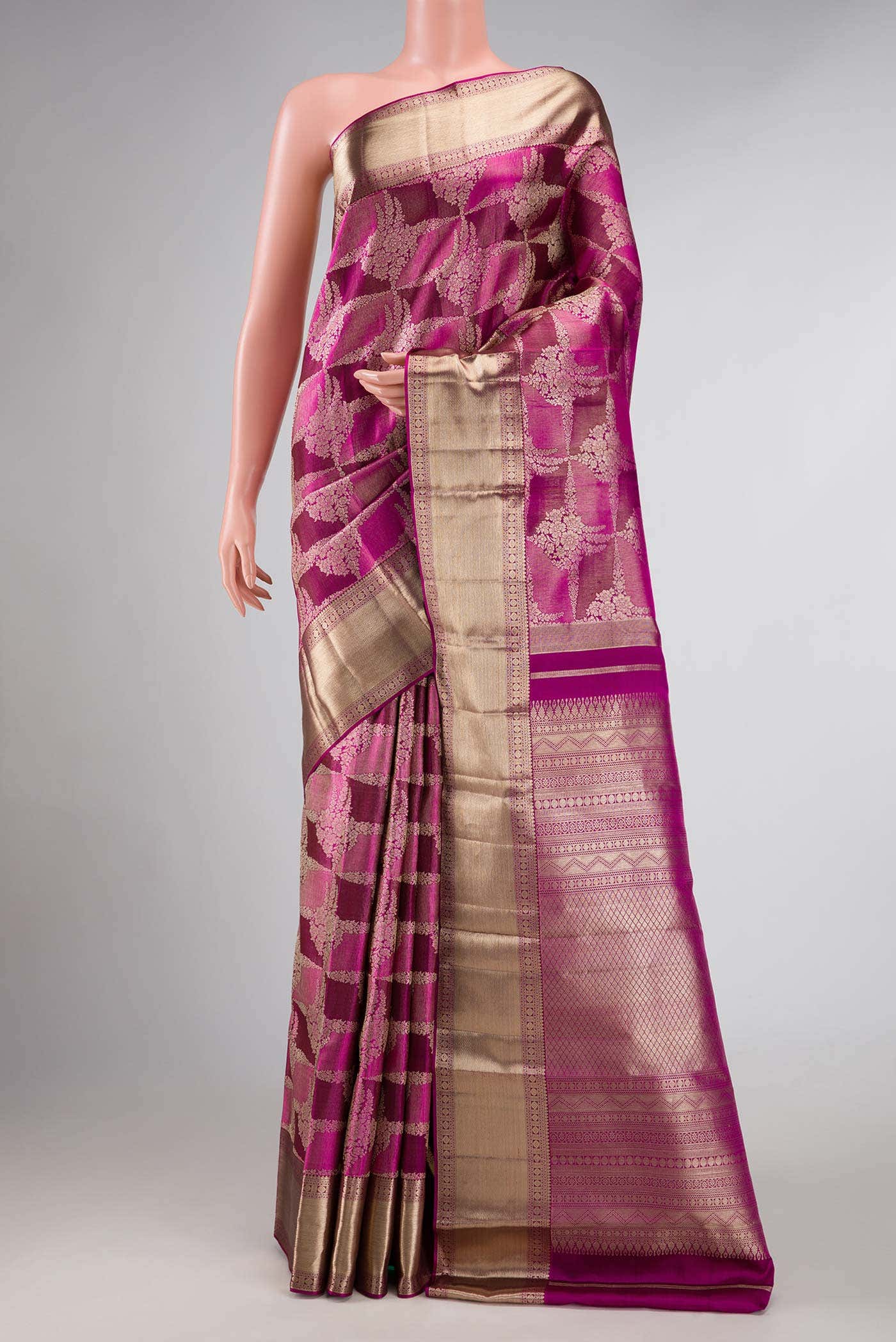 Pink Dual Tone Kanchipuram Silk Saree