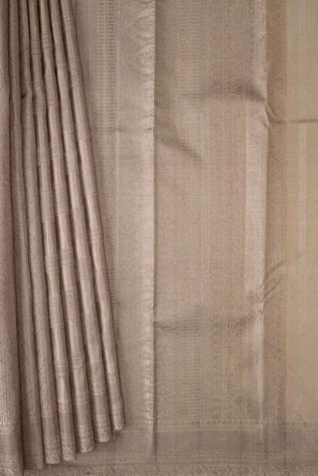 Dark Beige Dual Tone Kanchipuram Silk Saree