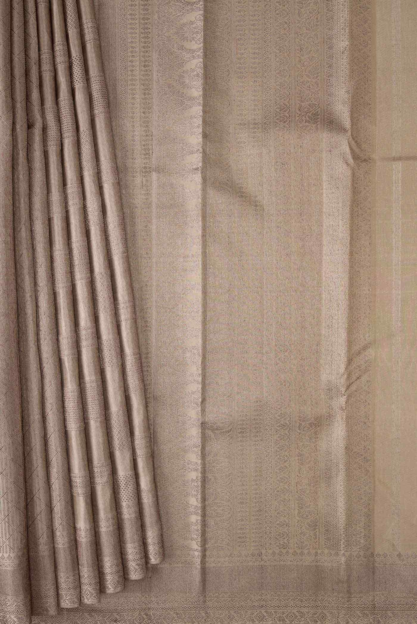 Dark Beige Dual Tone Kanchipuram Silk Saree