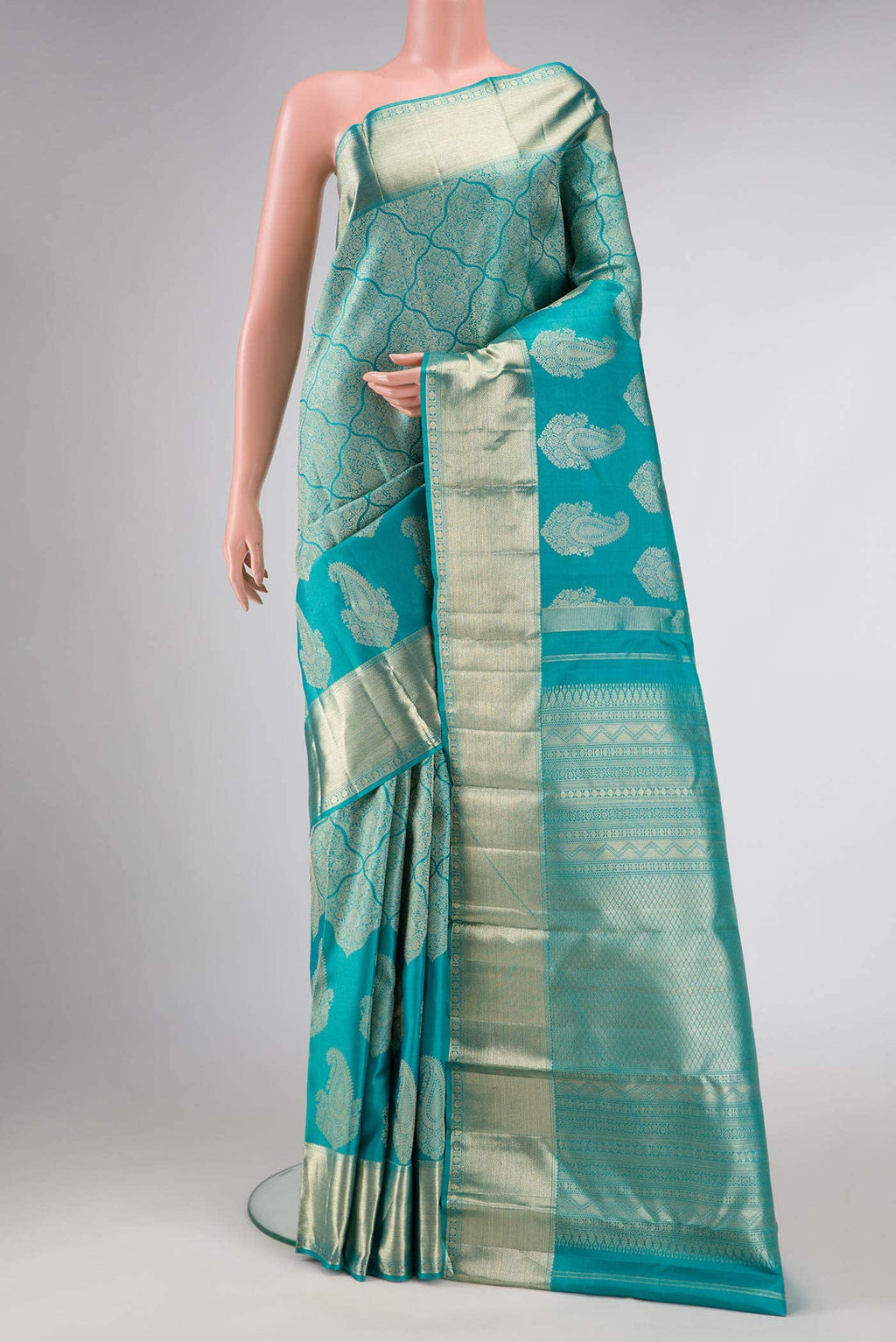 Sky Blue Dual Tone Kanchipuram Silk Saree