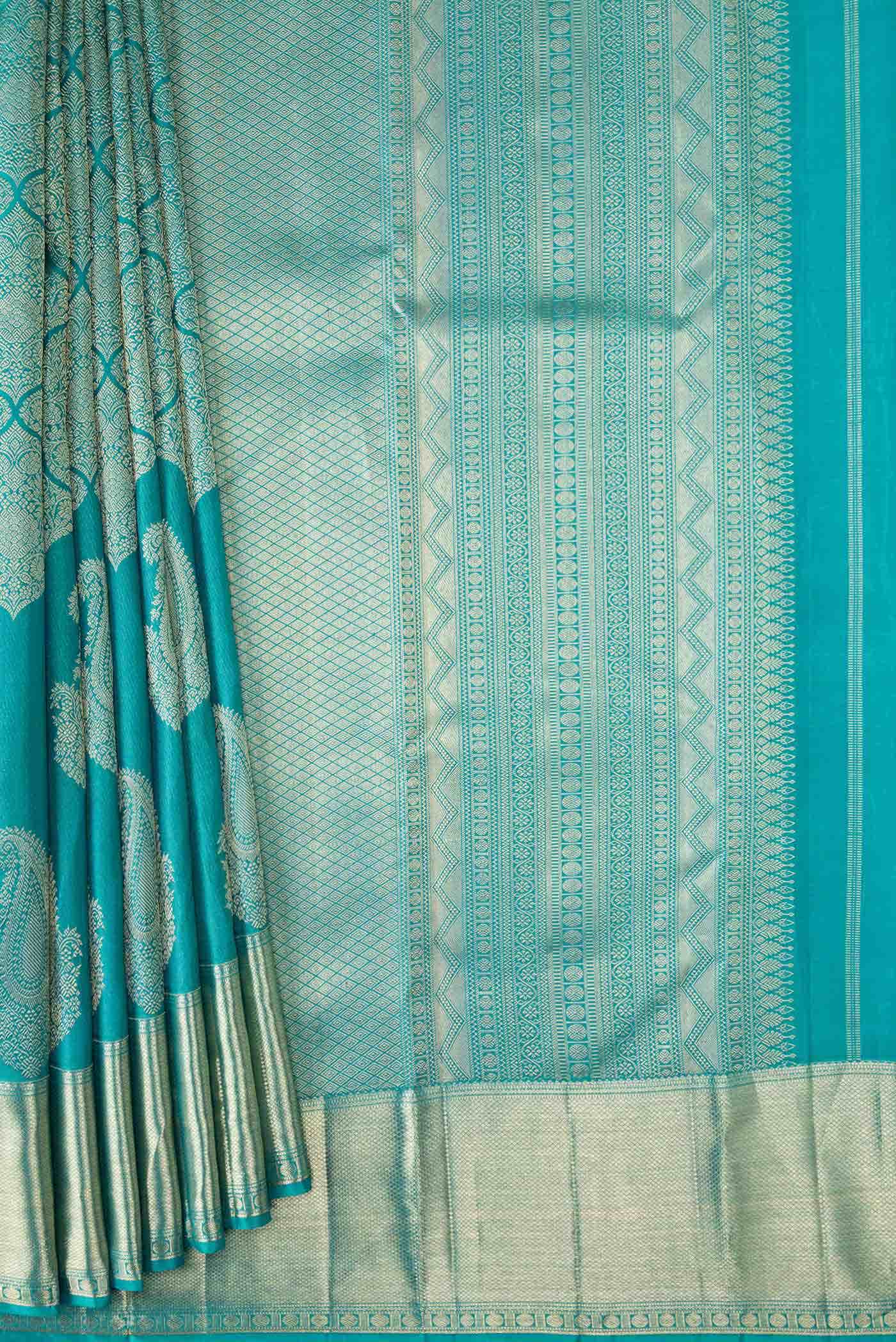 Sky Blue Dual Tone Kanchipuram Silk Saree