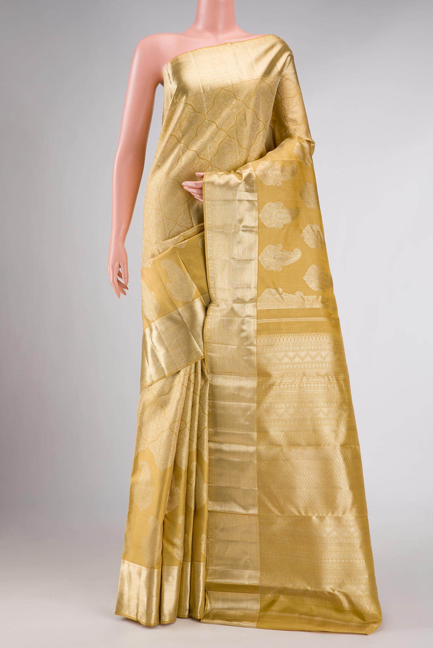 Gold Dual Tone Kanchipuram Silk Saree