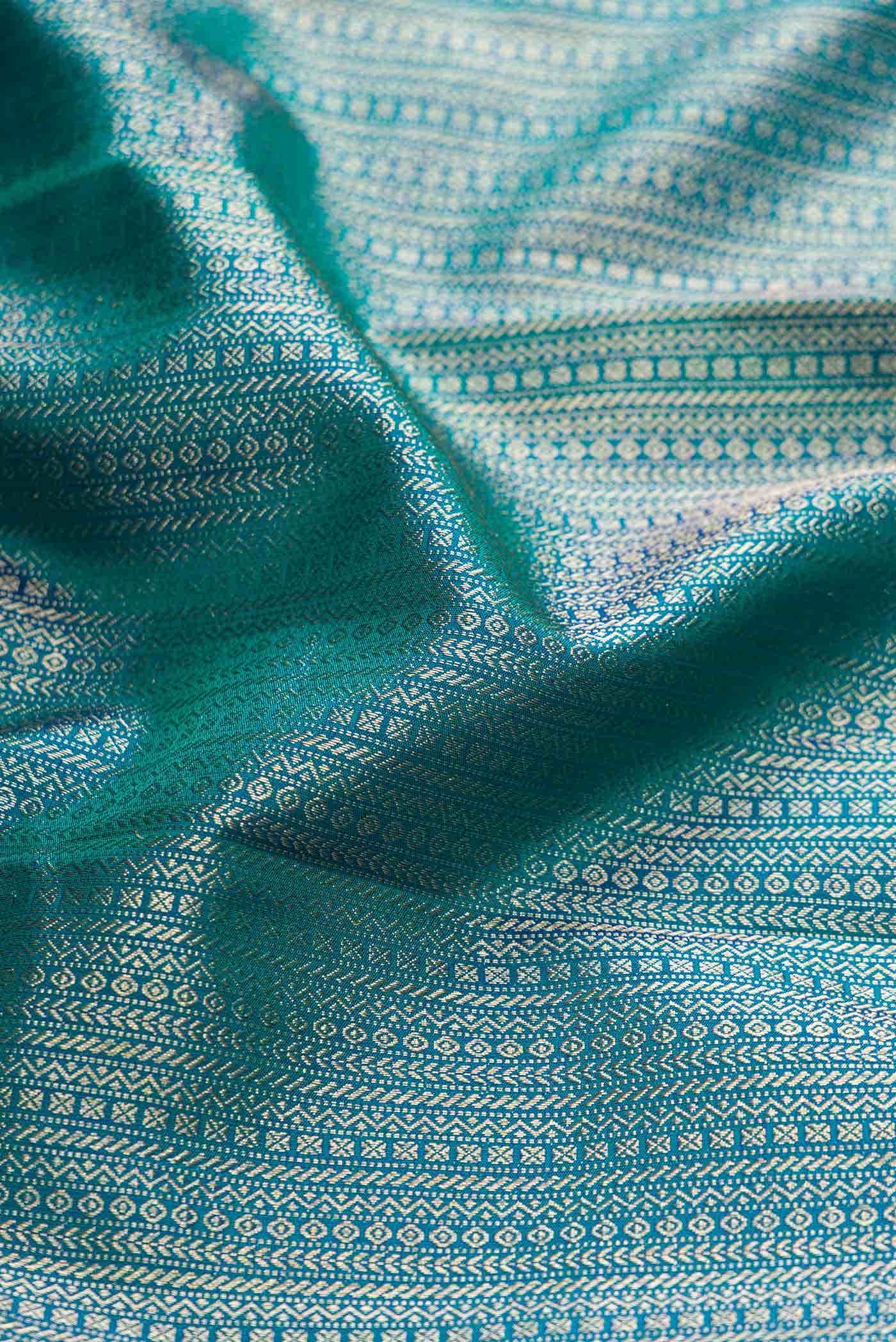 Peacock Blue Dual Tone Kanchipuram Silk Saree