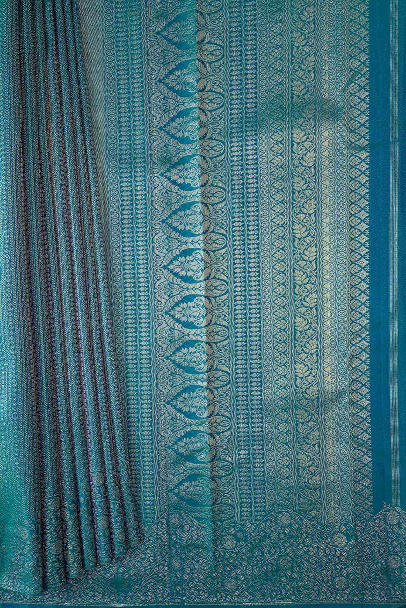 Peacock Blue Dual Tone Kanchipuram Silk Saree