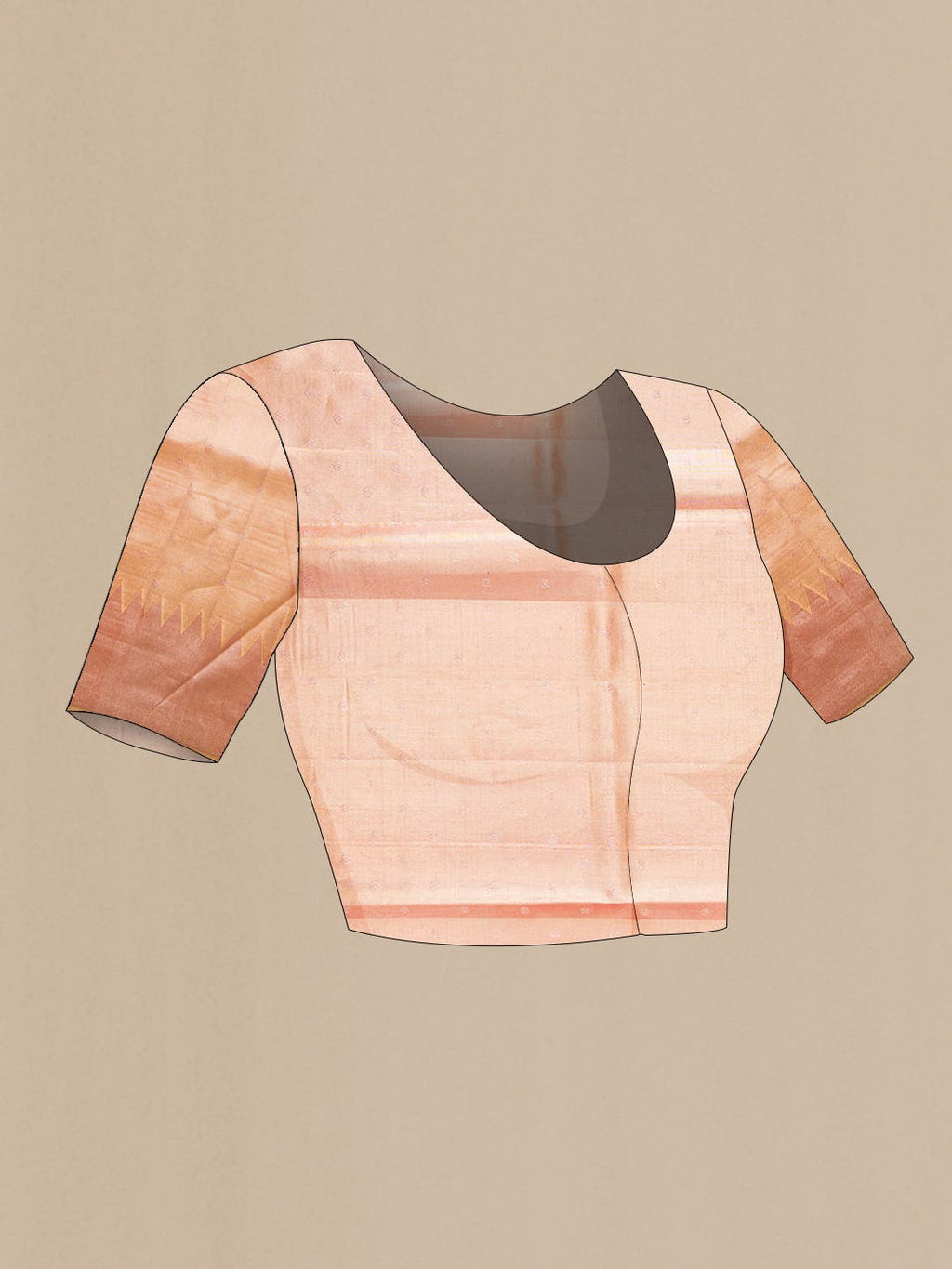 Peach Dual Tone Kanchipuram Tissue Silk Saree