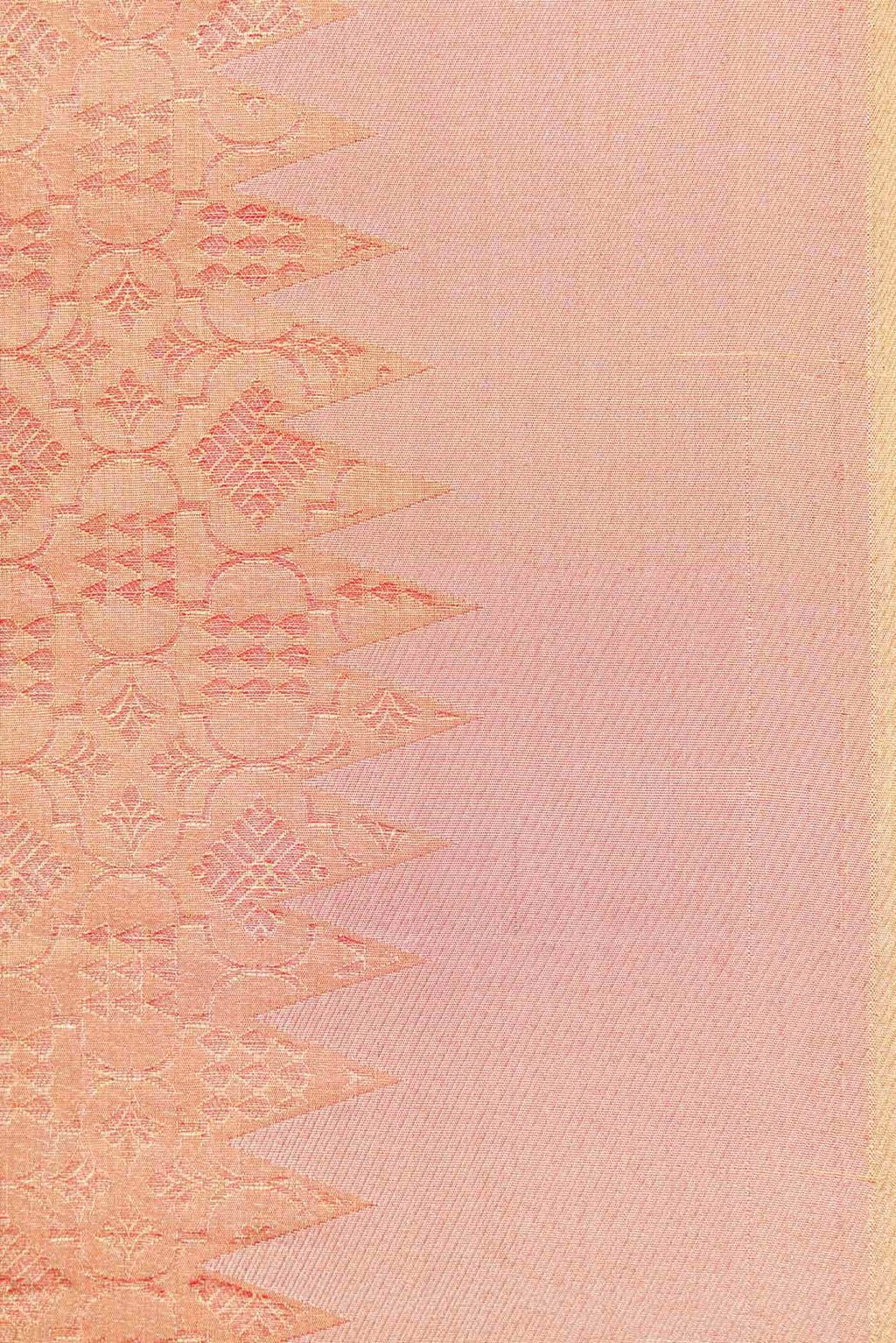 Peach Dual Tone Kanchipuram Tissue Silk Saree