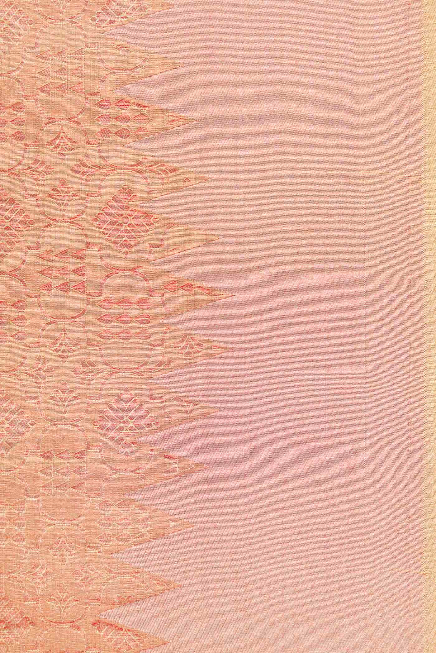 Peach Dual Tone Kanchipuram Tissue Silk Saree