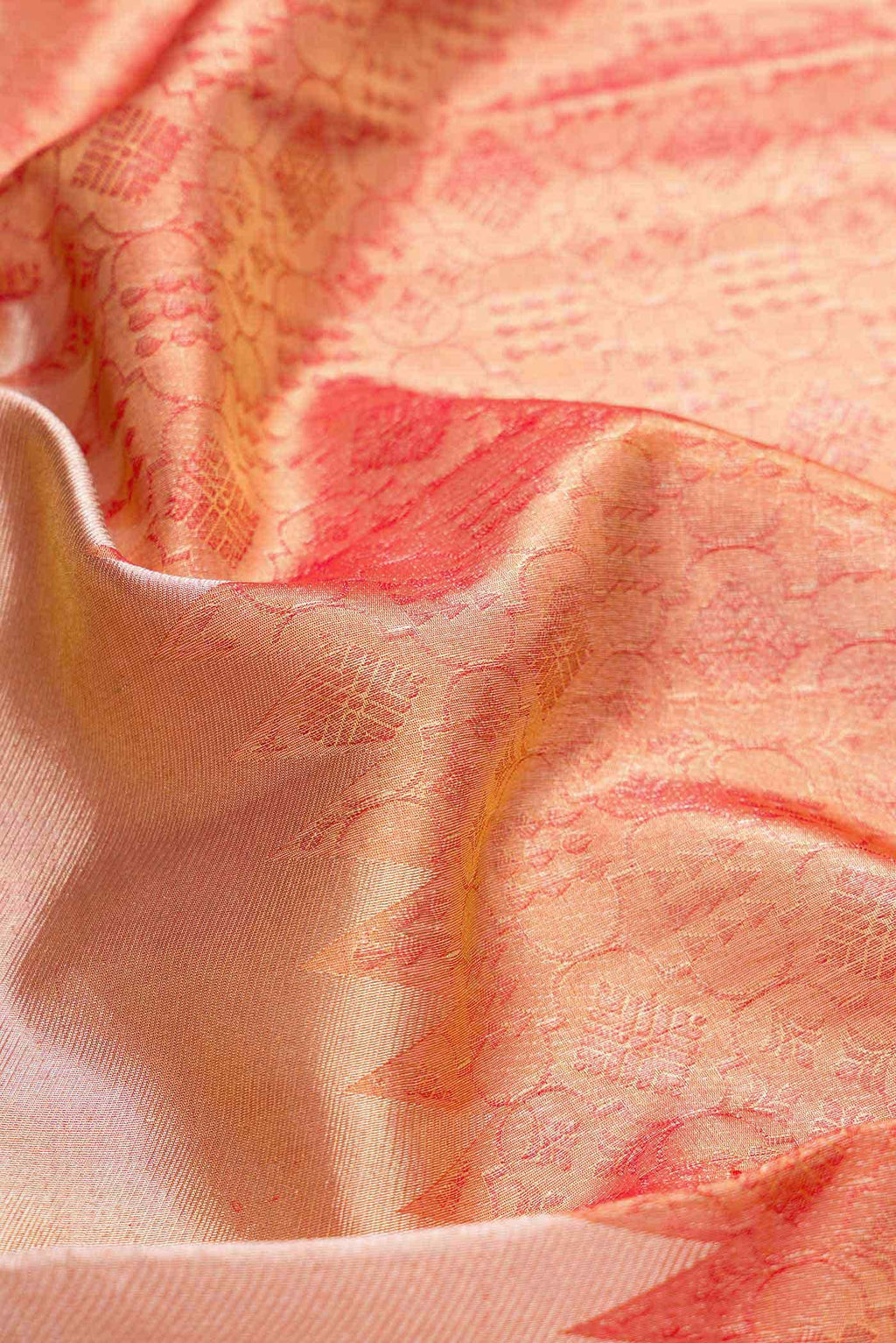 Peach Dual Tone Kanchipuram Tissue Silk Saree