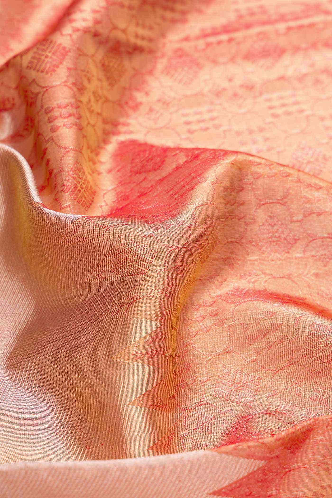 Peach Dual Tone Kanchipuram Tissue Silk Saree