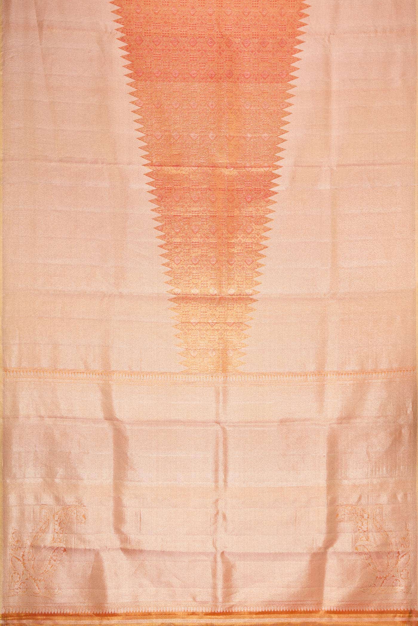 Peach Dual Tone Kanchipuram Tissue Silk Saree
