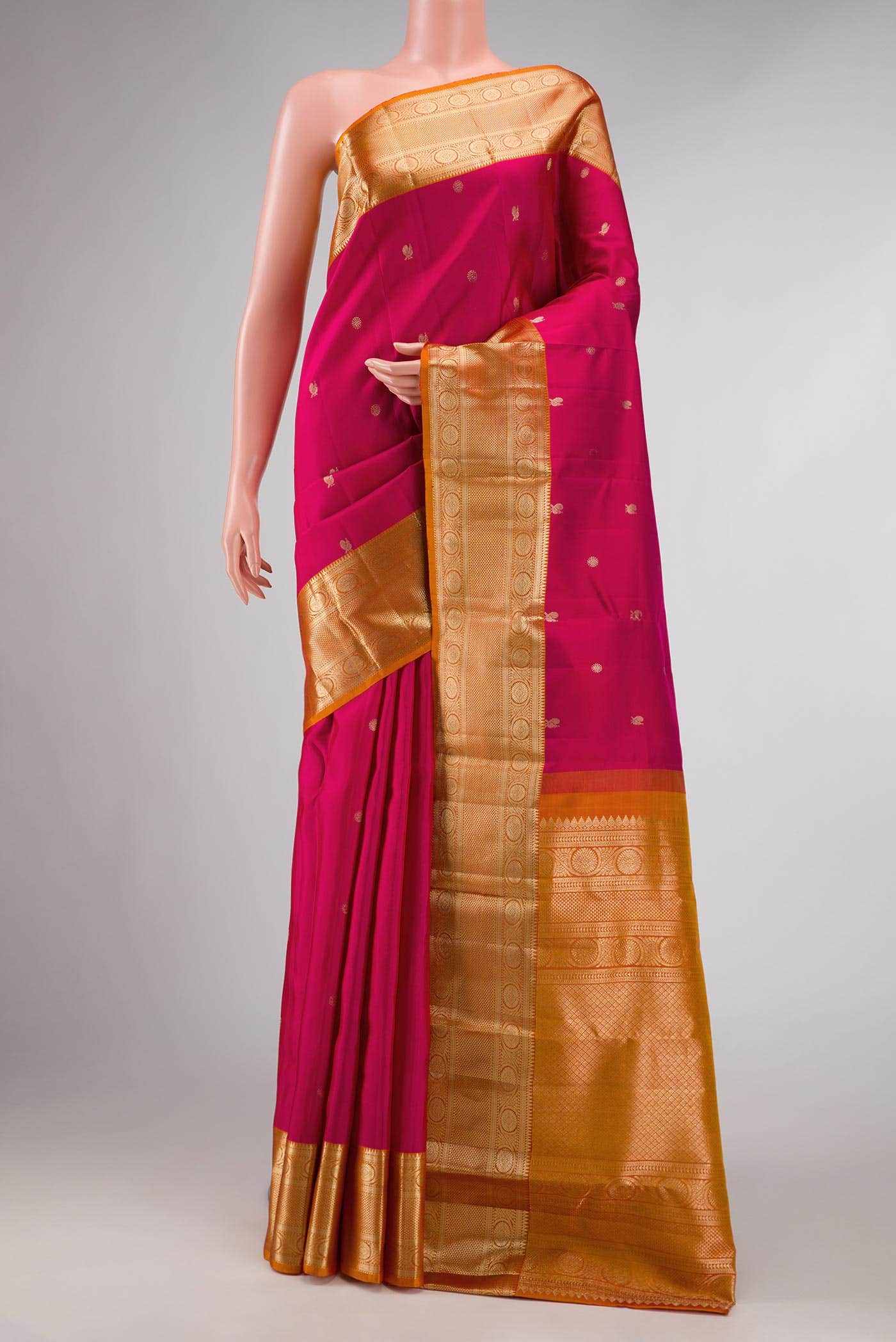 Dark Pink Dual Tone Kanchipuram Silk Saree