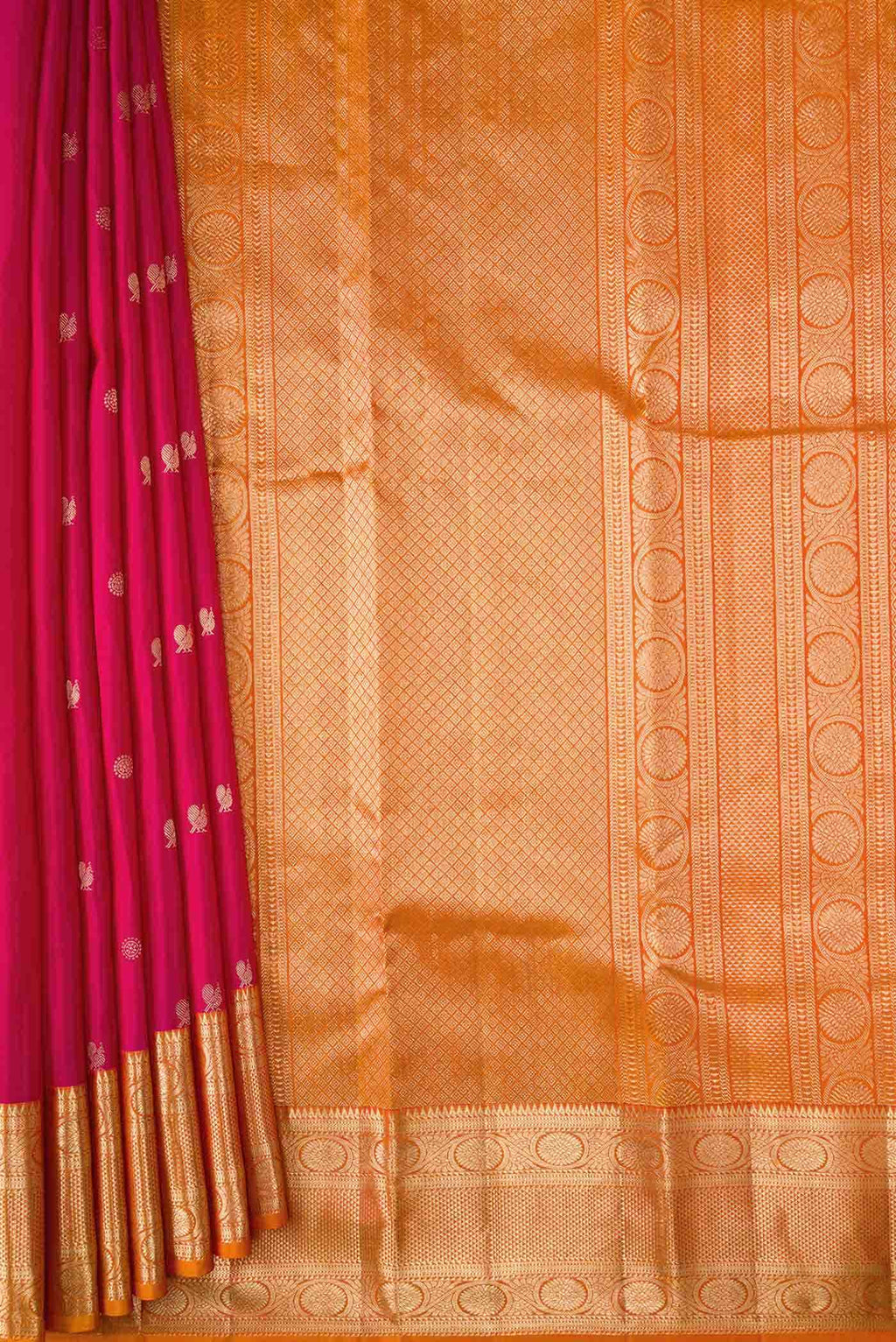 Dark Pink Dual Tone Kanchipuram Silk Saree