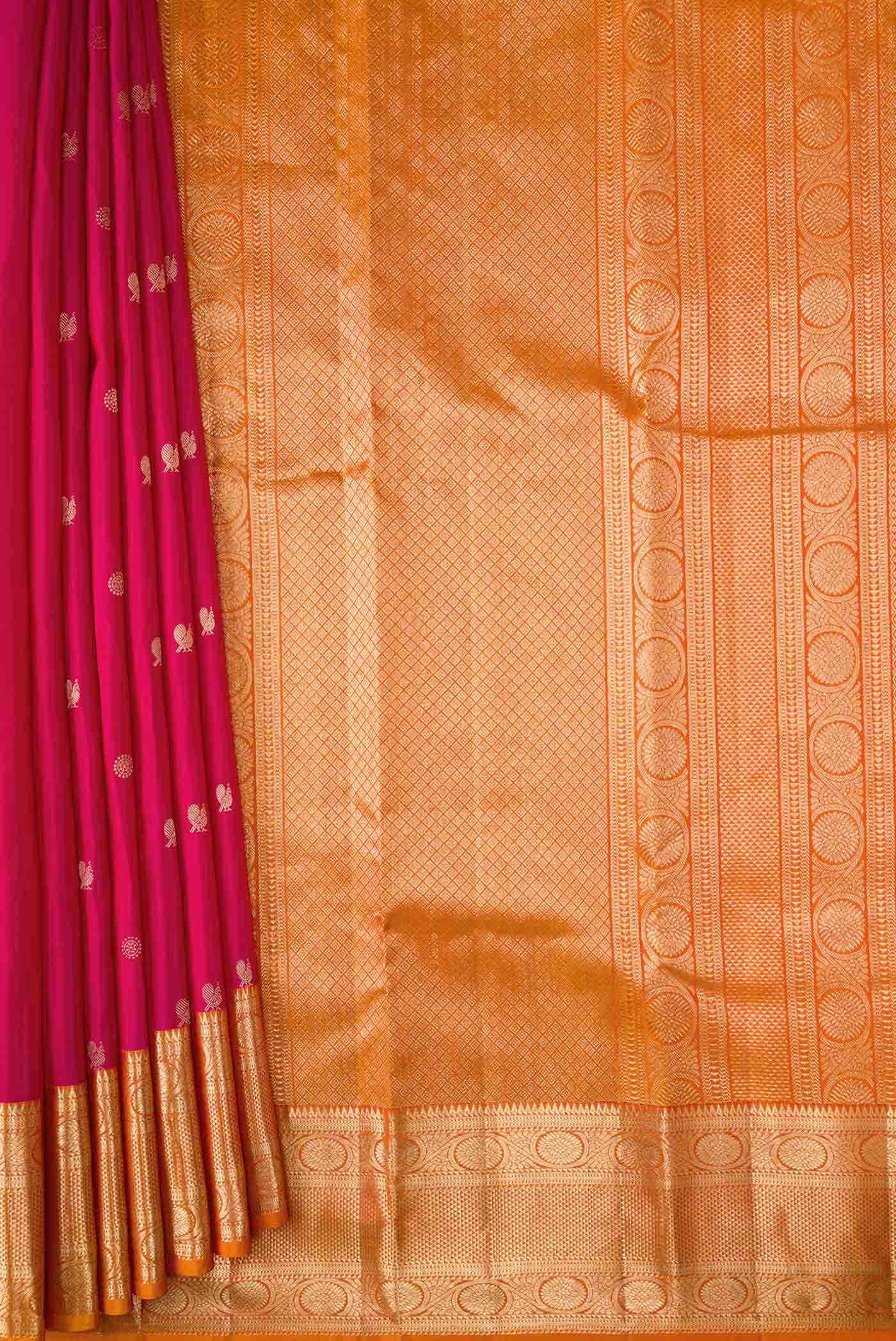Dark Pink Dual Tone Kanchipuram Silk Saree